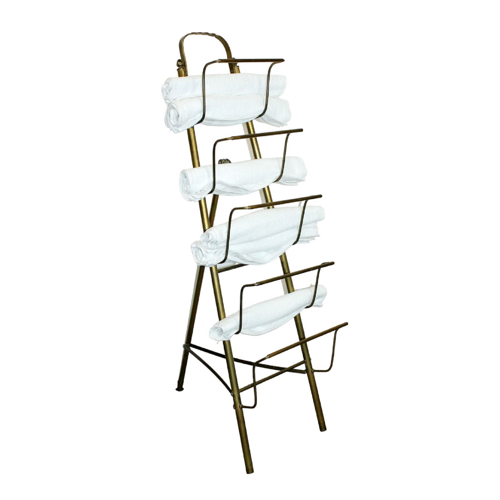 French brass tiered standing towel rack (1 of 9)