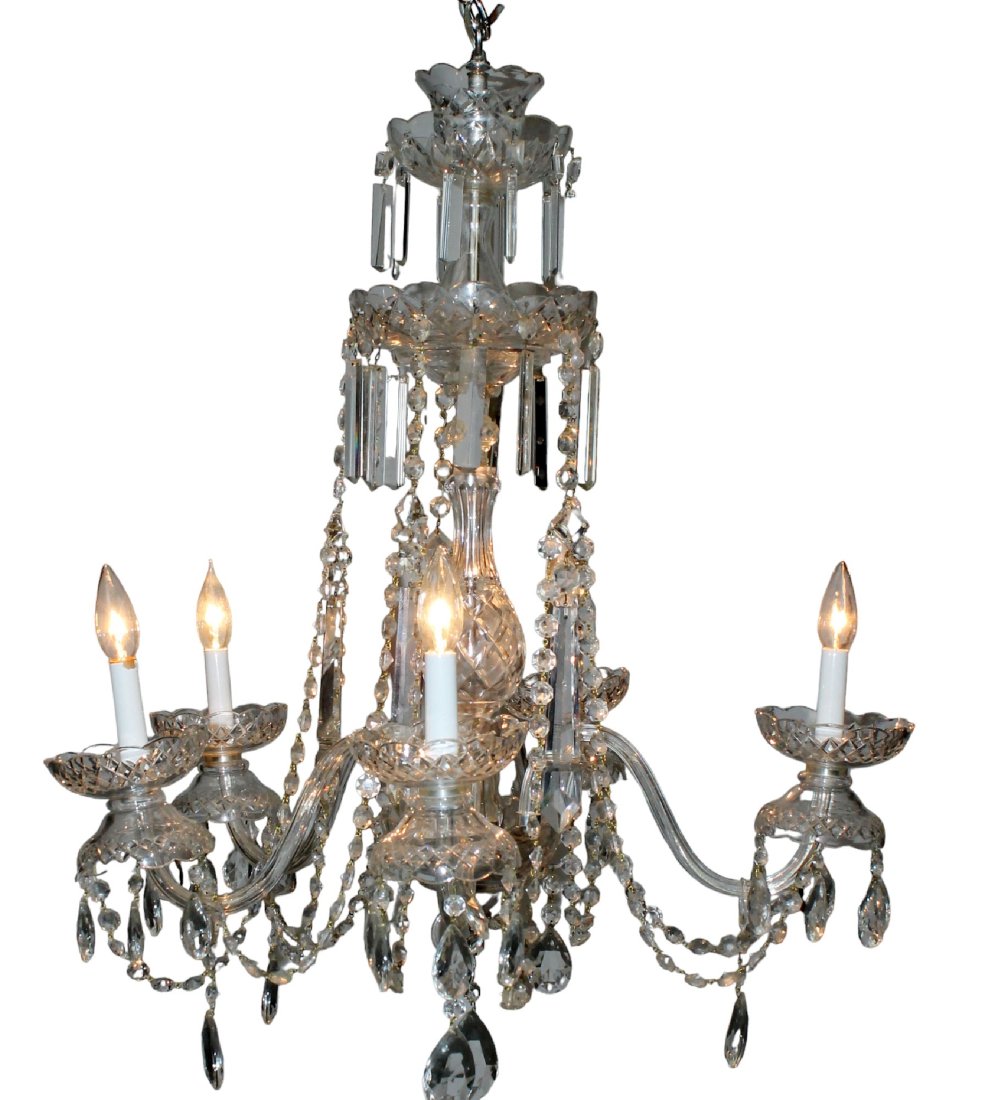 French 5 arm cut crystal chandelier (1 of 7)