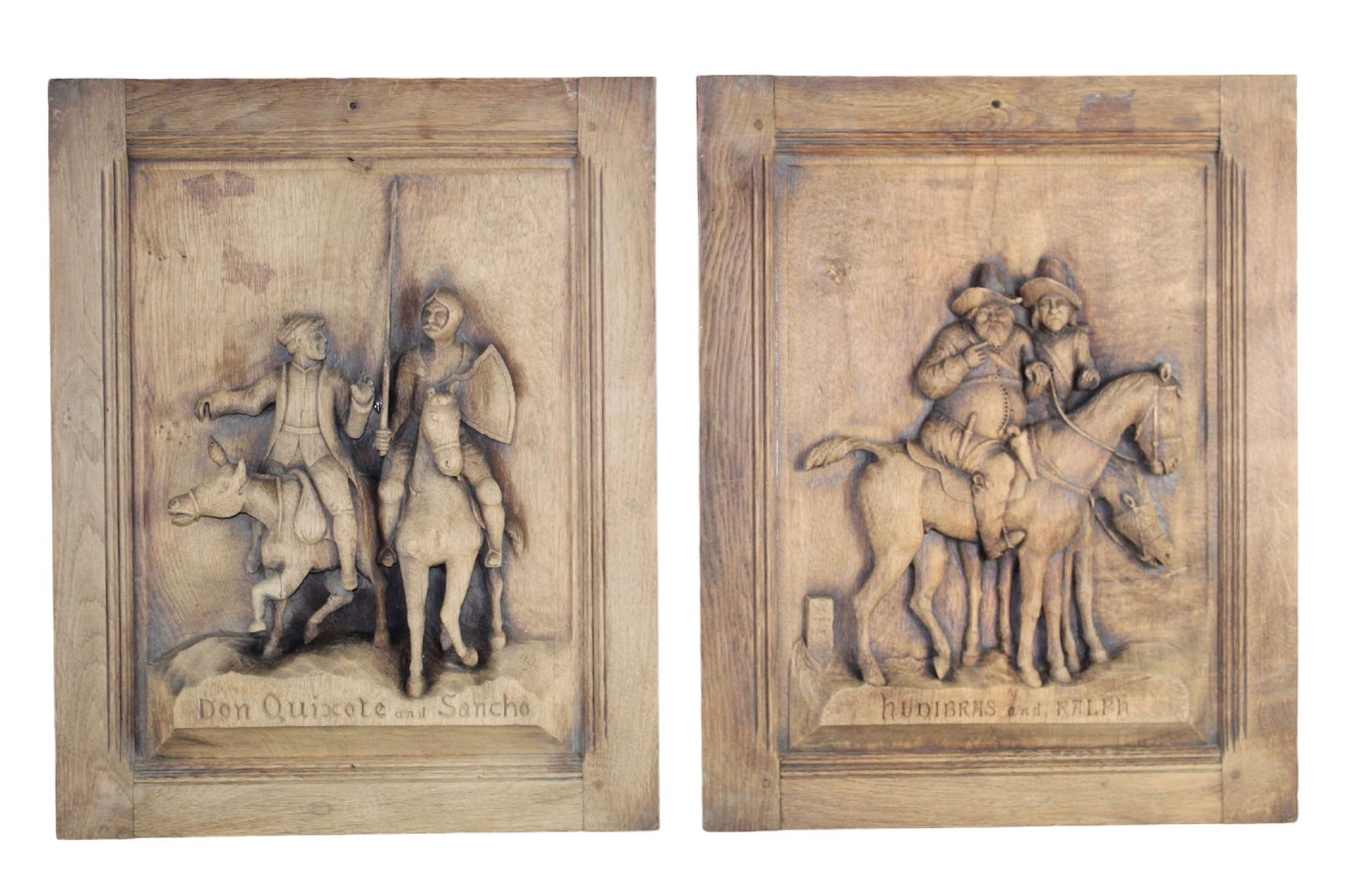 Lot of 2 French relief carved oak figural panels (1 of 11)