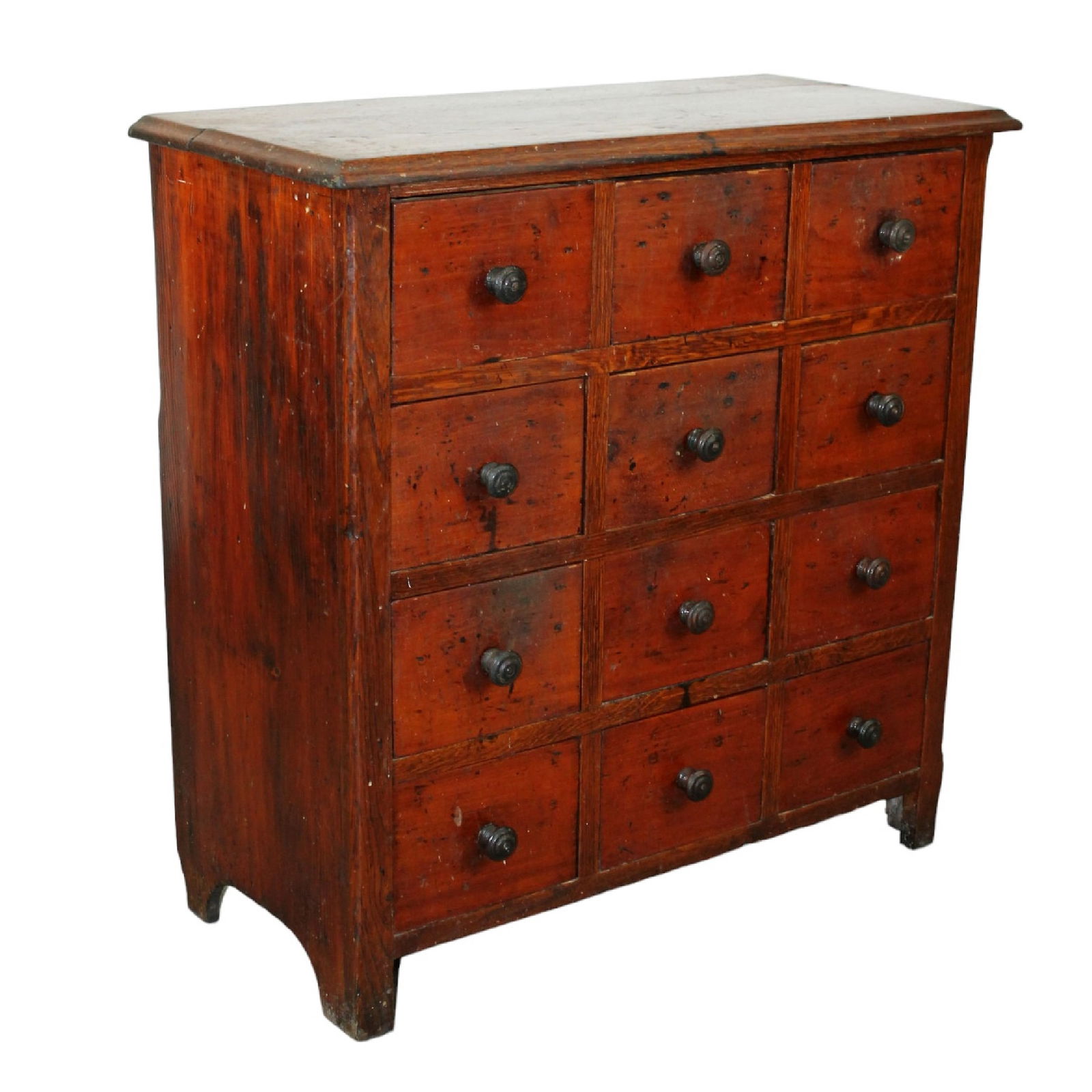 French multi-drawer hardware cabinet in pine and oak (1 of 9)