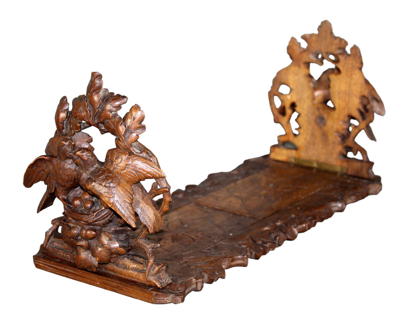 French Black Forest carved walnut adjustable book rest with birds (1 of 14)