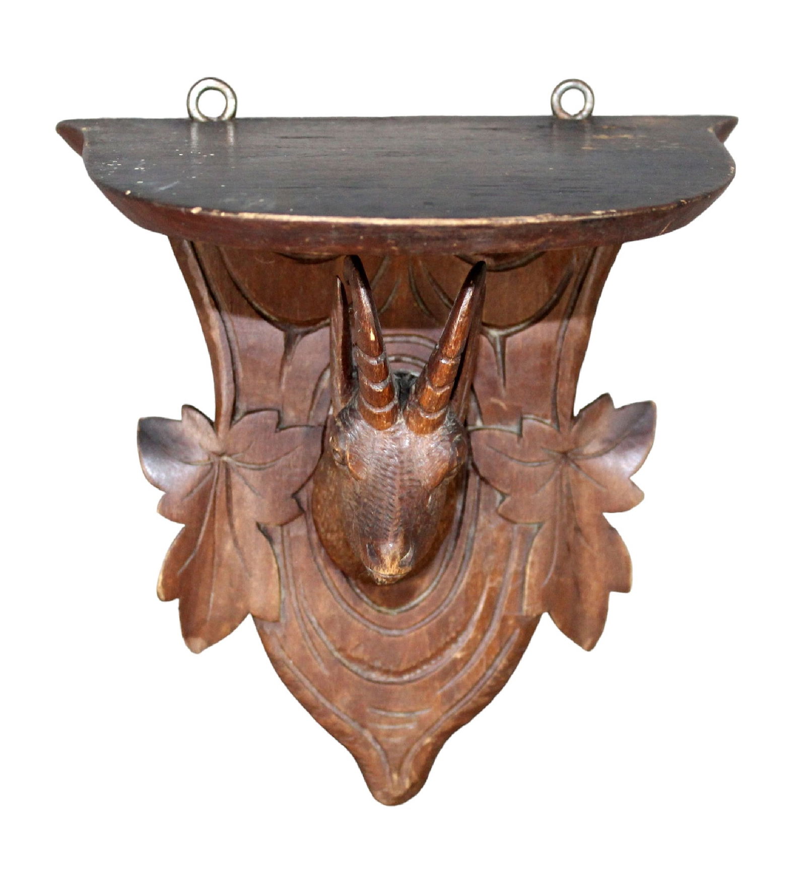 French Black Forest diminutive wall shelf with antelope (1 of 8)