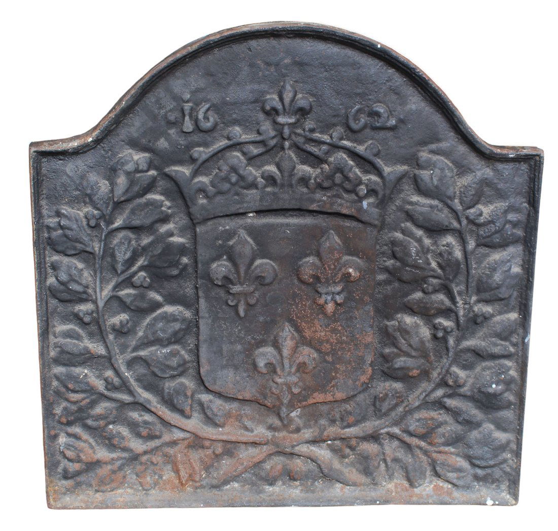 Antique French cast iron fire back panel (1 of 8)
