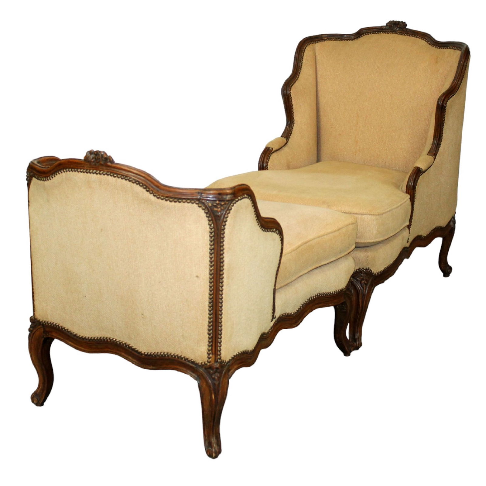 French Louis XV style carved walnut 2 piece duchesse brisee (1 of 13)