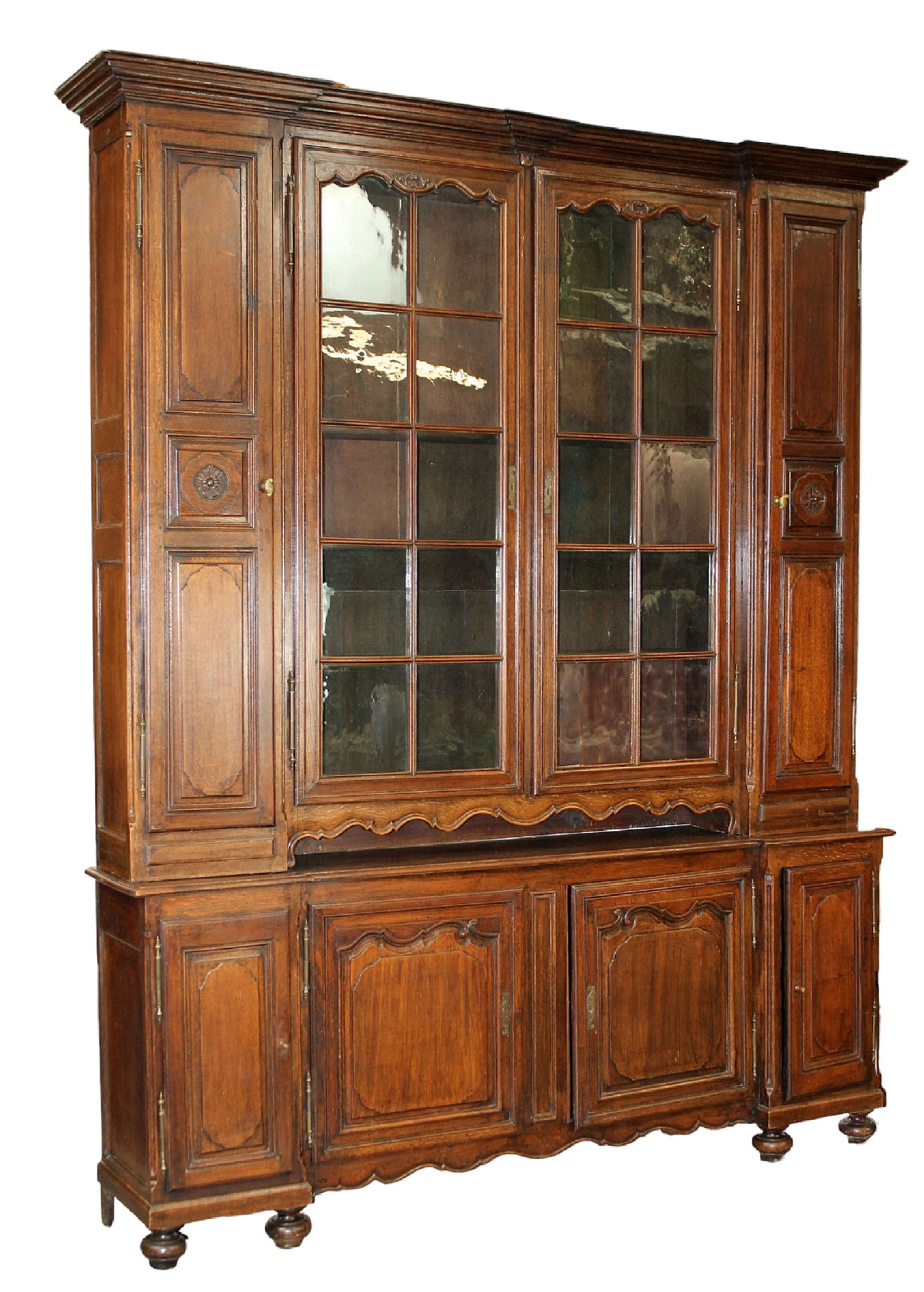 French Provinicial 4 door boiserie bookcase in oak (1 of 12)
