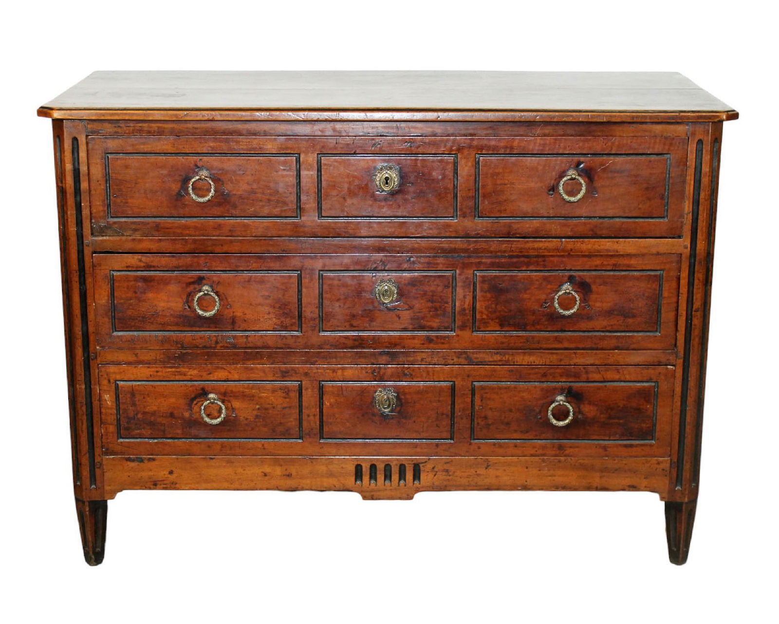French Louis XVI walnut 3 drawer commode (1 of 10)