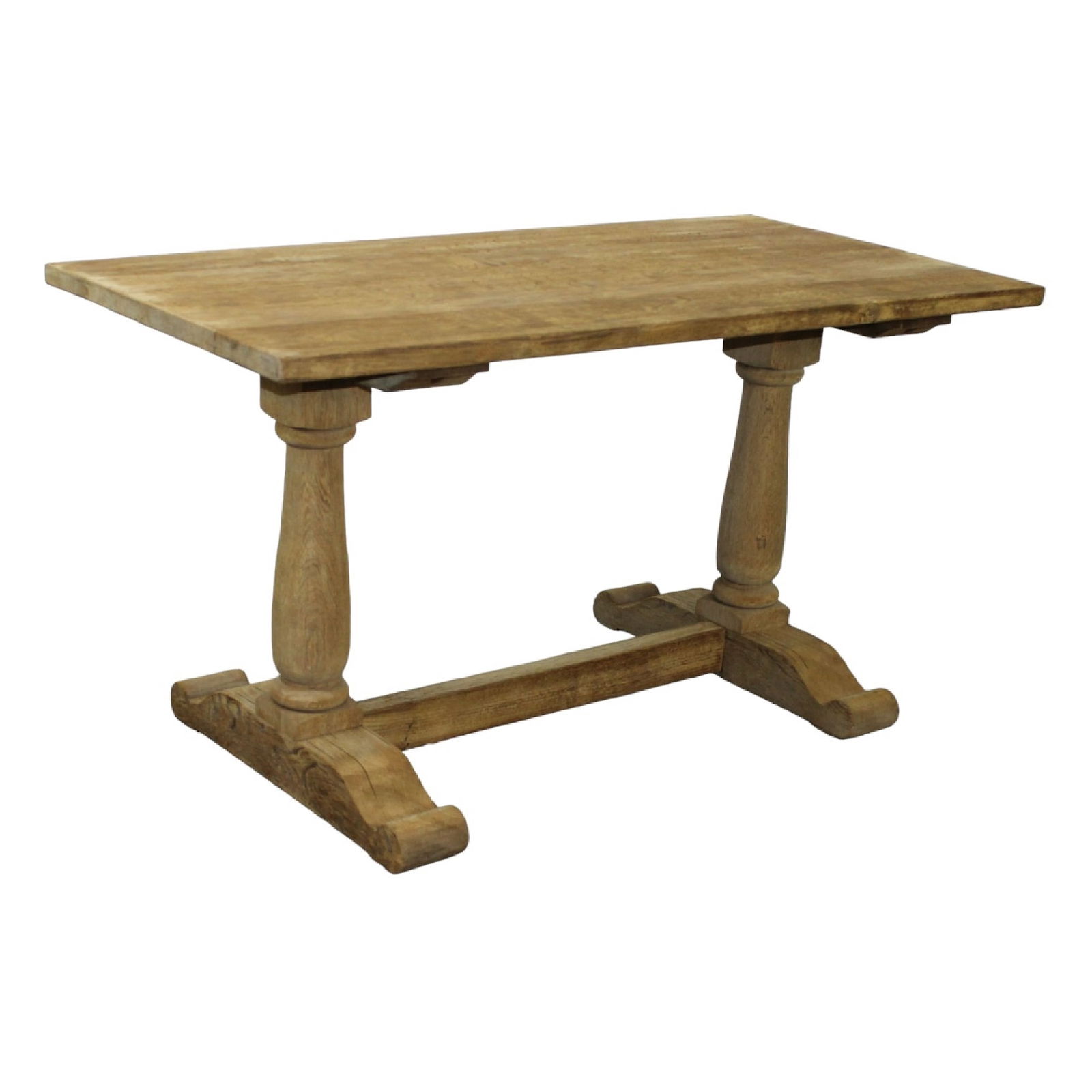 French bleached oak double column base table (1 of 9)