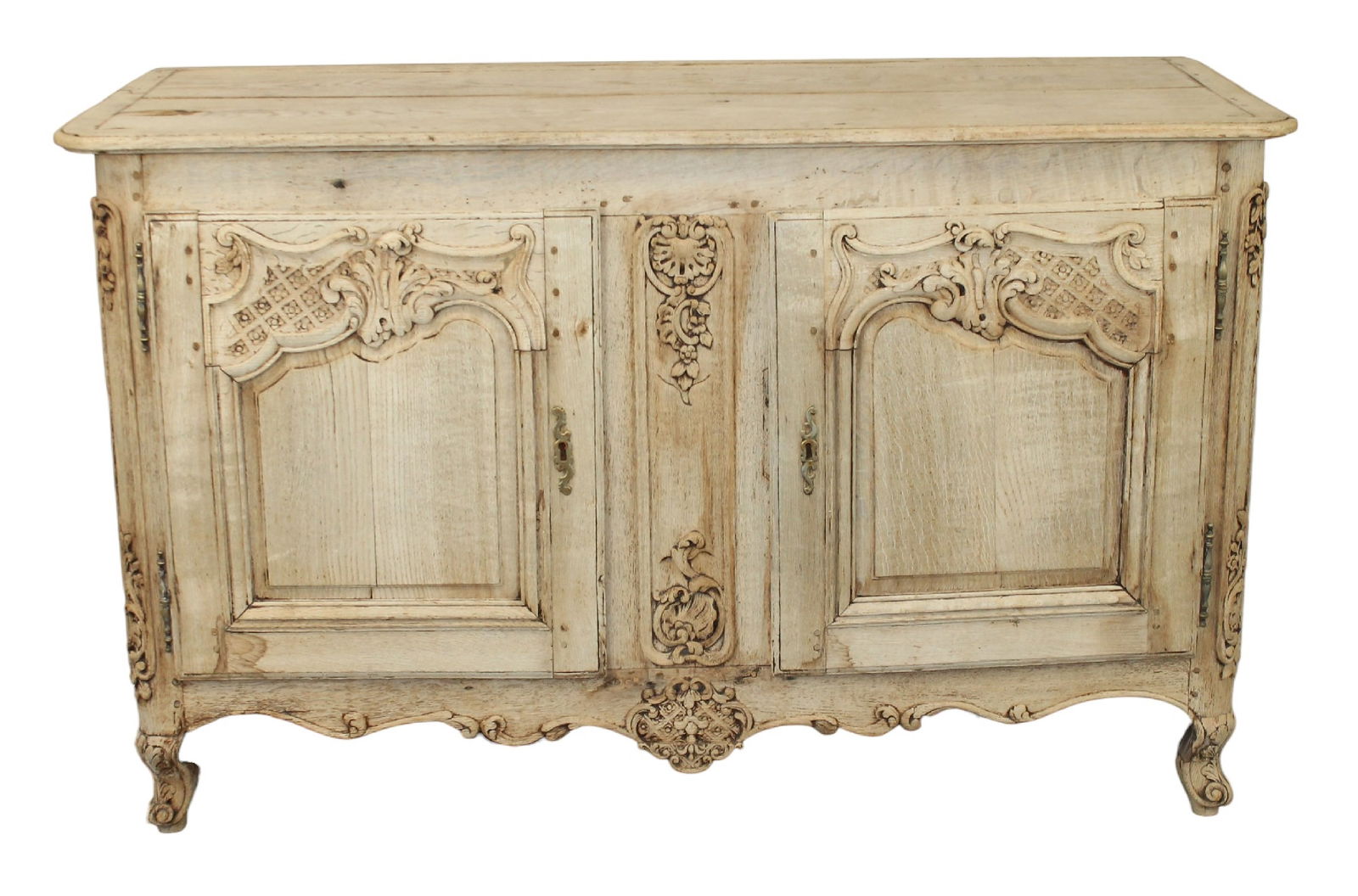 French 18th century carved bleached oak buffet bas (1 of 13)