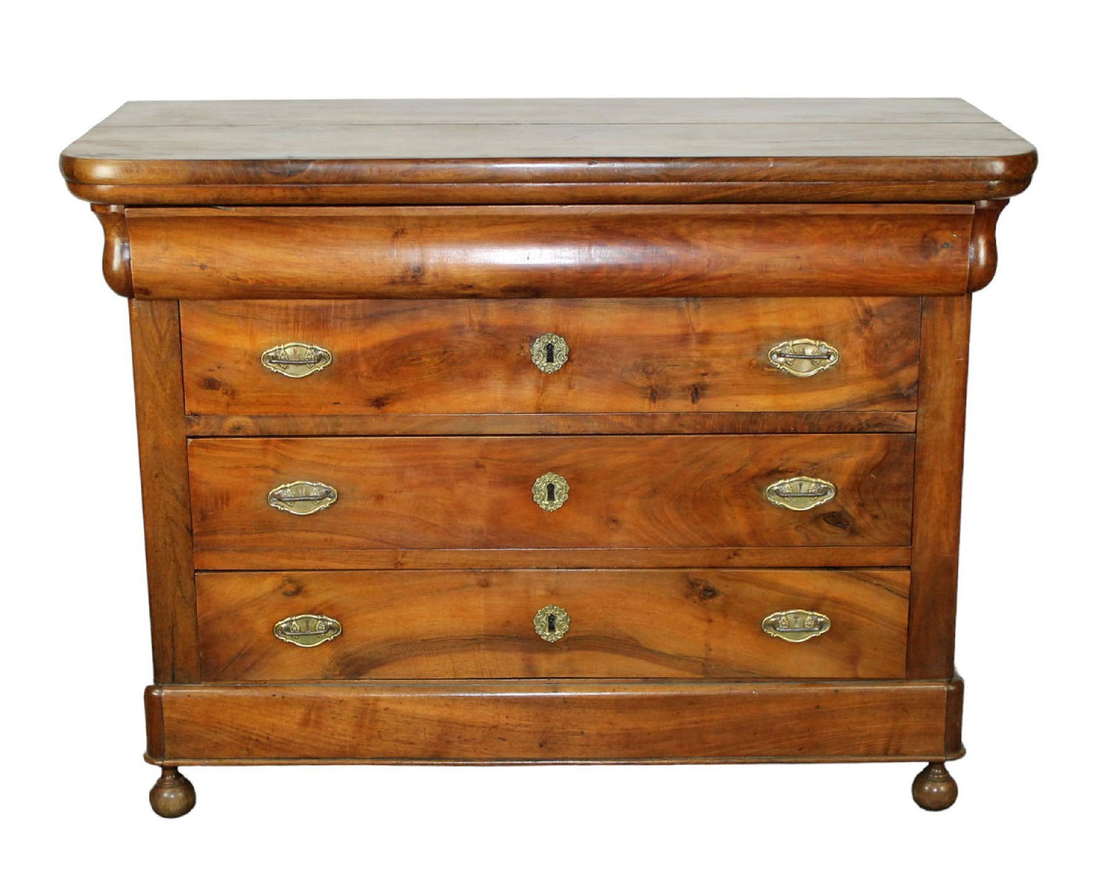 French Louis Philippe 4 drawer commode in walnut on ball feet (1 of 10)