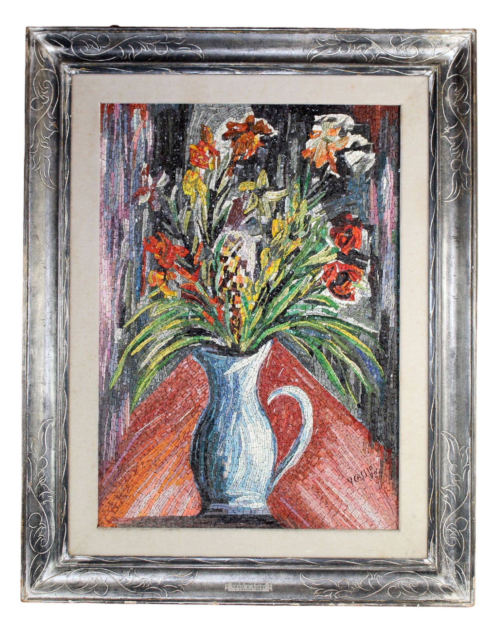 Virgilio Cassio (Italian XX) still life mosaic from Vatican Studios (1 of 14)