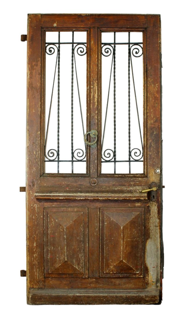 French oak door with iron scroll inserts (1 of 9)