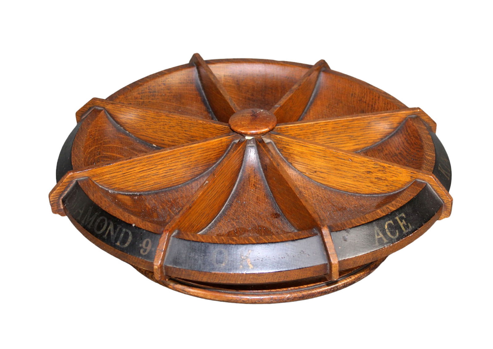 Antique oak Pope Joan card game spinning wheel (1 of 9)