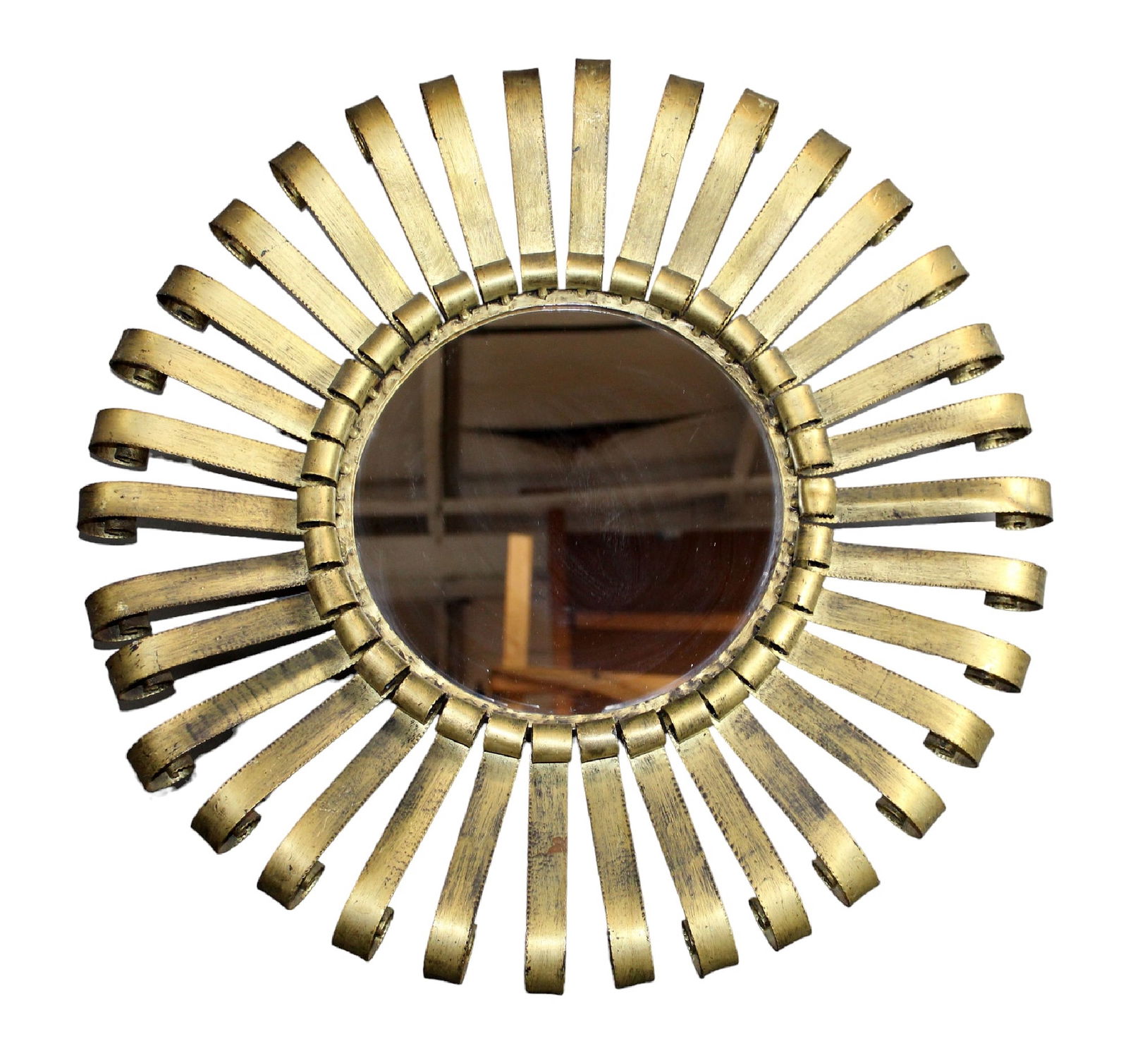 French iron gold painted sunburst mirror (1 of 5)