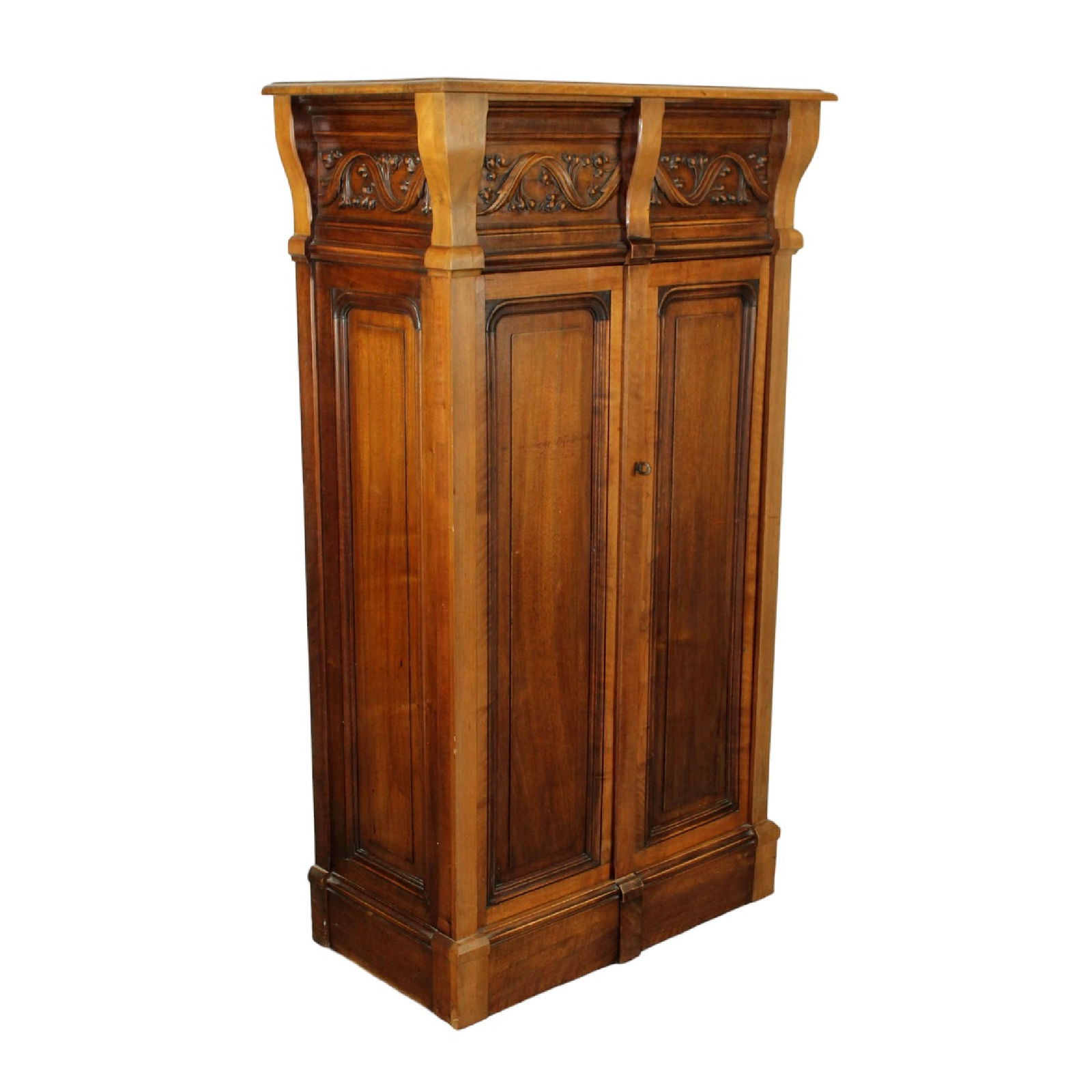 French Gothic Revival 2 door cabinet in carved walnut (1 of 9)
