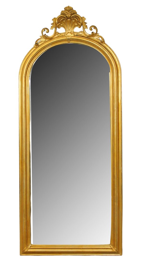 French gold leaf arch top mirror with shell focal (1 of 5)