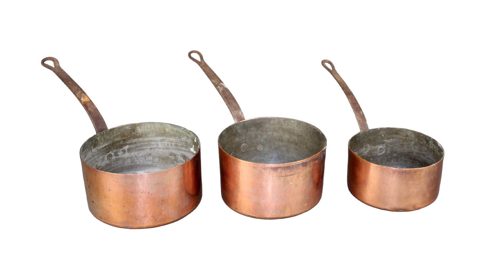 Set of 3 French copper pots with iron handles (1 of 10)