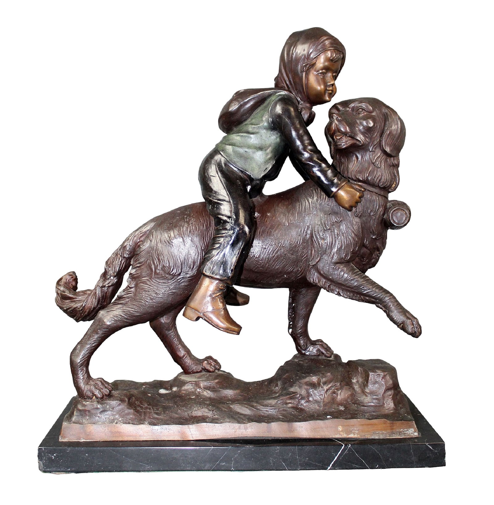 After Jules Moigniez bronze boy on dog statue (1 of 10)