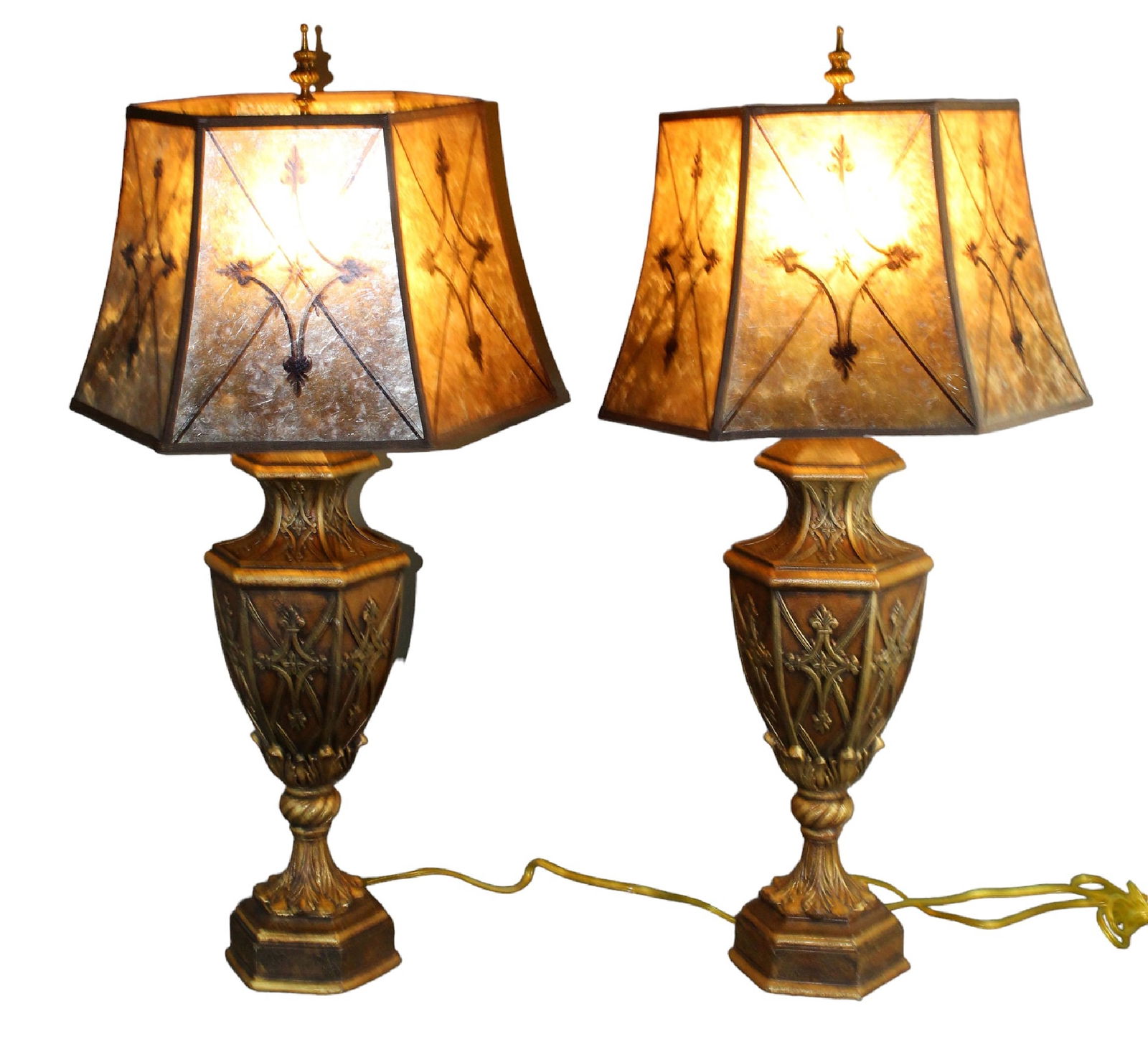 Pair of urn form table lamps with shades (1 of 11)