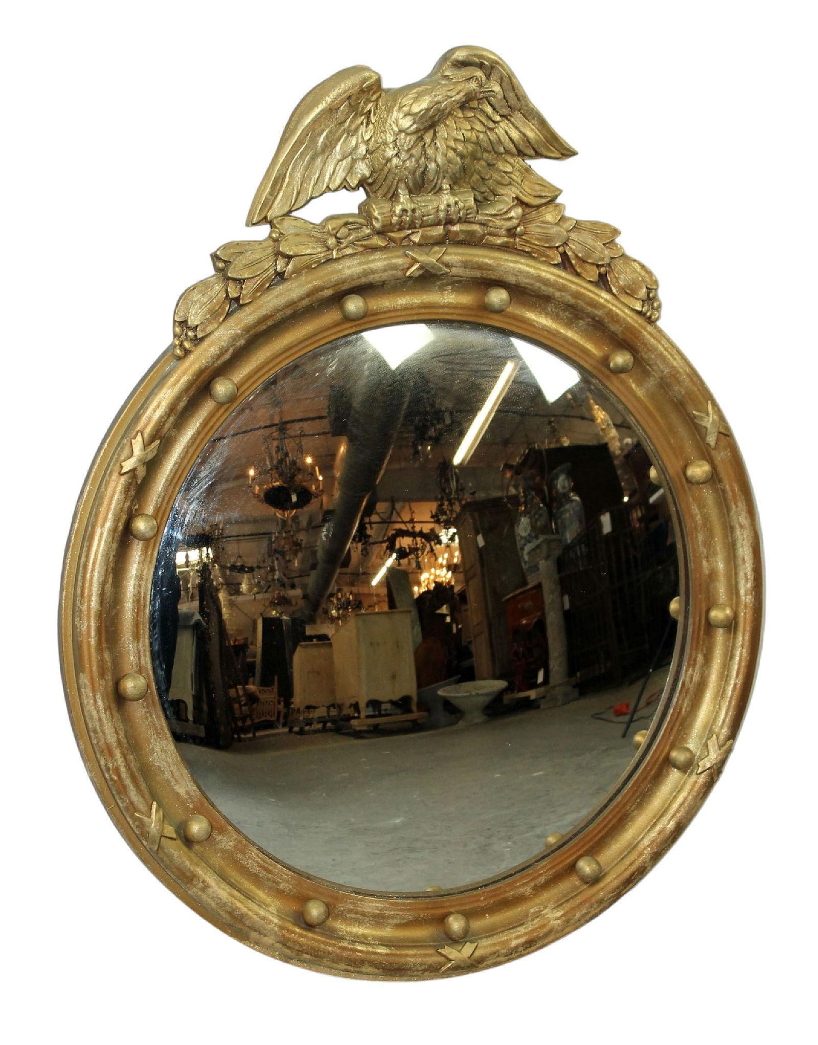American Federal mirror with eagle crest and convex glass (1 of 7)