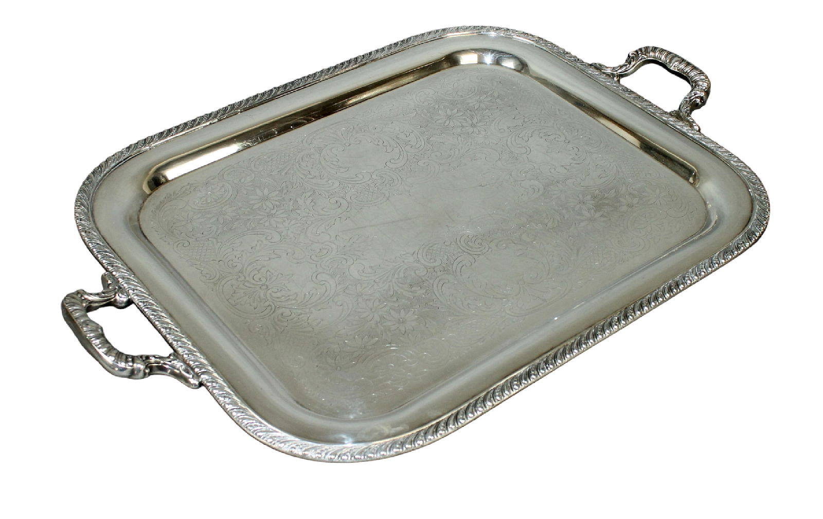 Silver plated tray with handles (1 of 9)