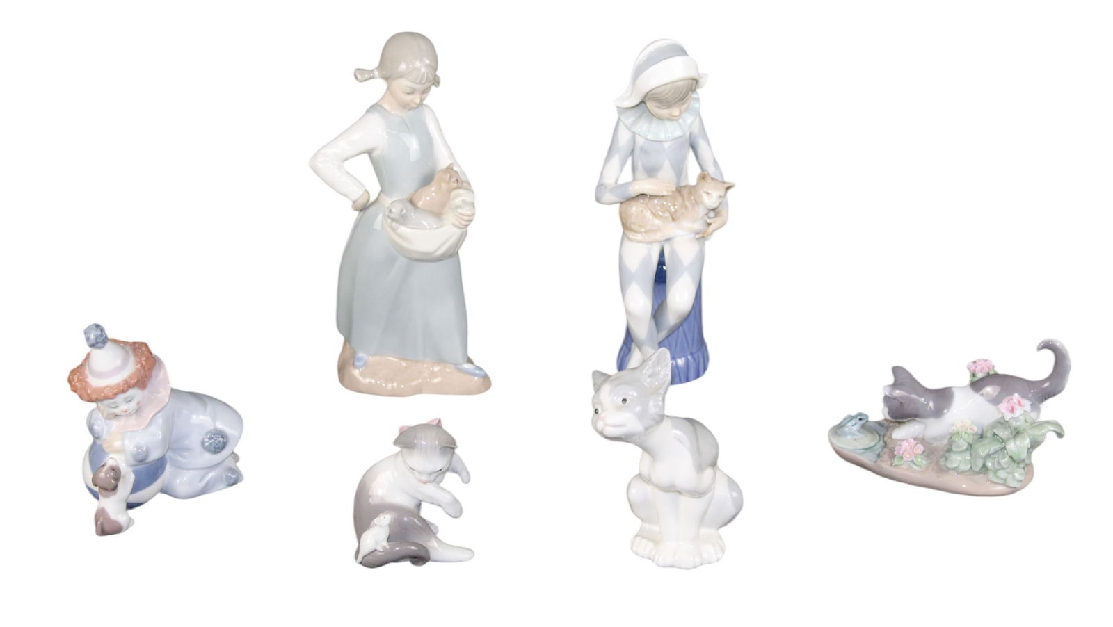 Lot of 6 Lladro figures - 5 with cats 1 with dog (1 of 13)