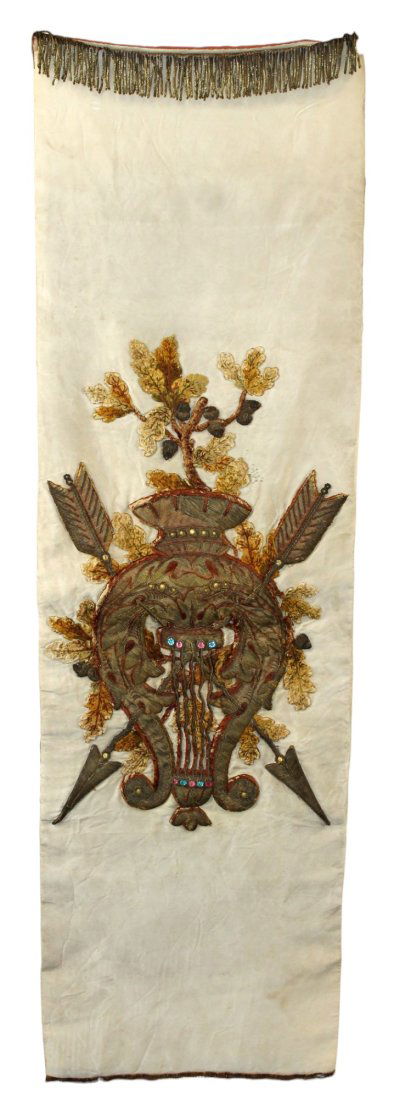 French embroidered silk wall hanging (1 of 10)