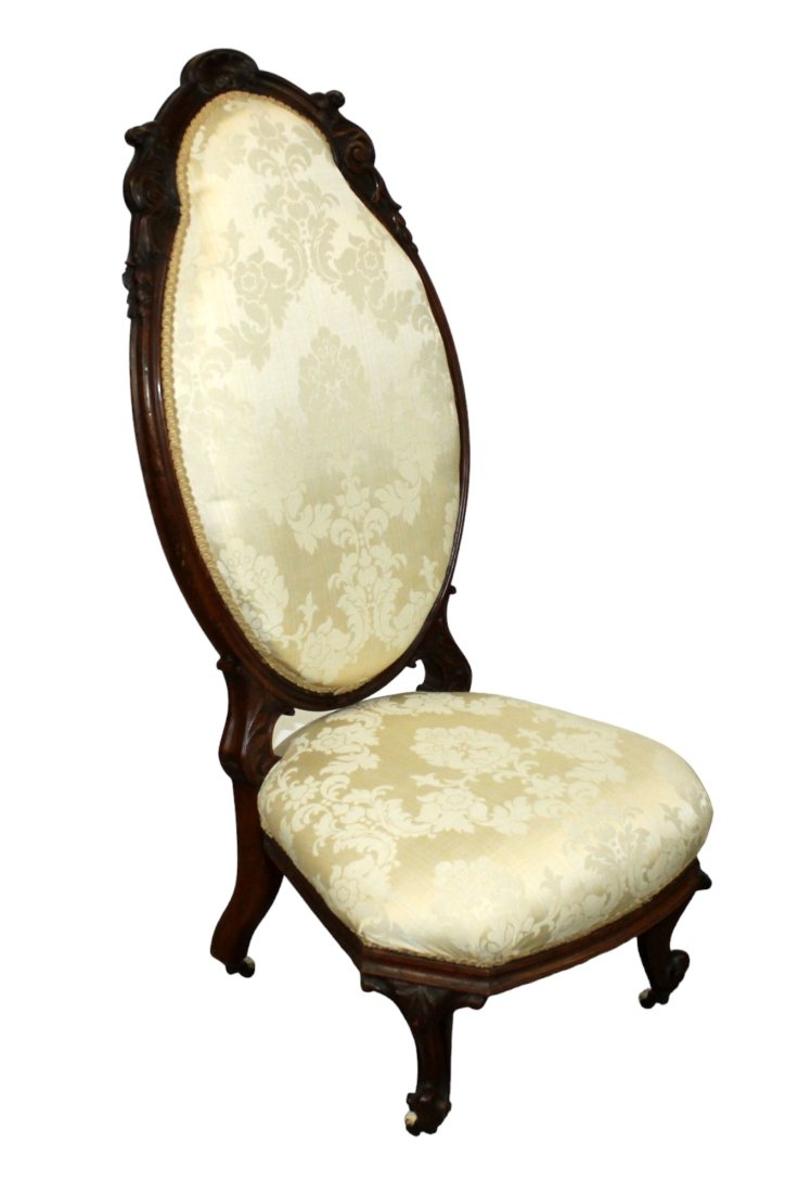 American Victorian carved low slipper chair (1 of 9)
