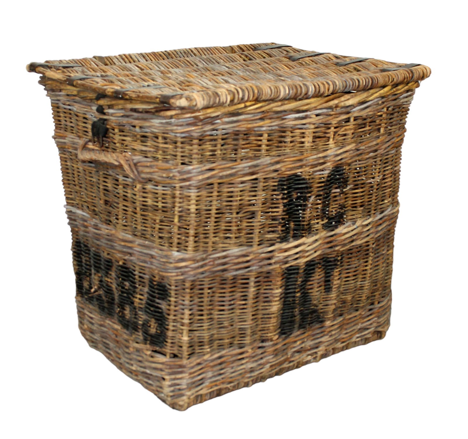 English wicker linens basket with lid (1 of 8)