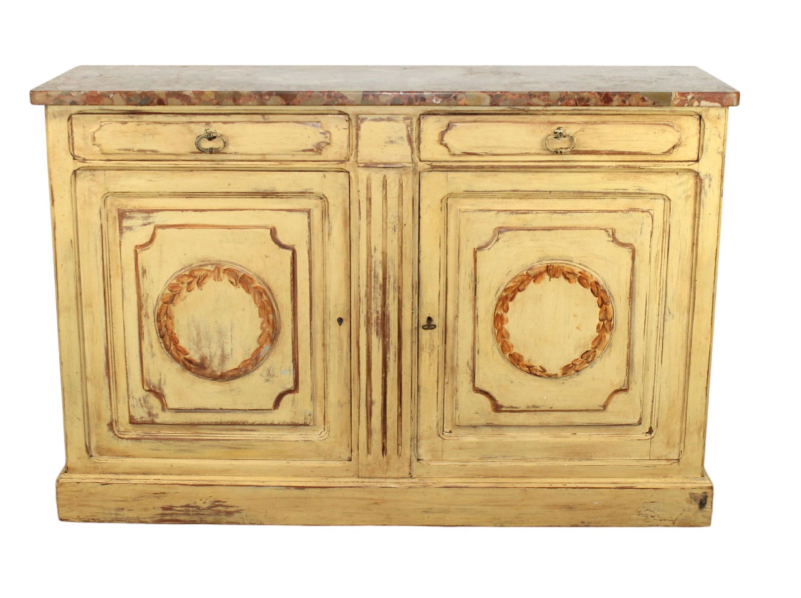 French painted walnut buffet bas with marble top (1 of 12)