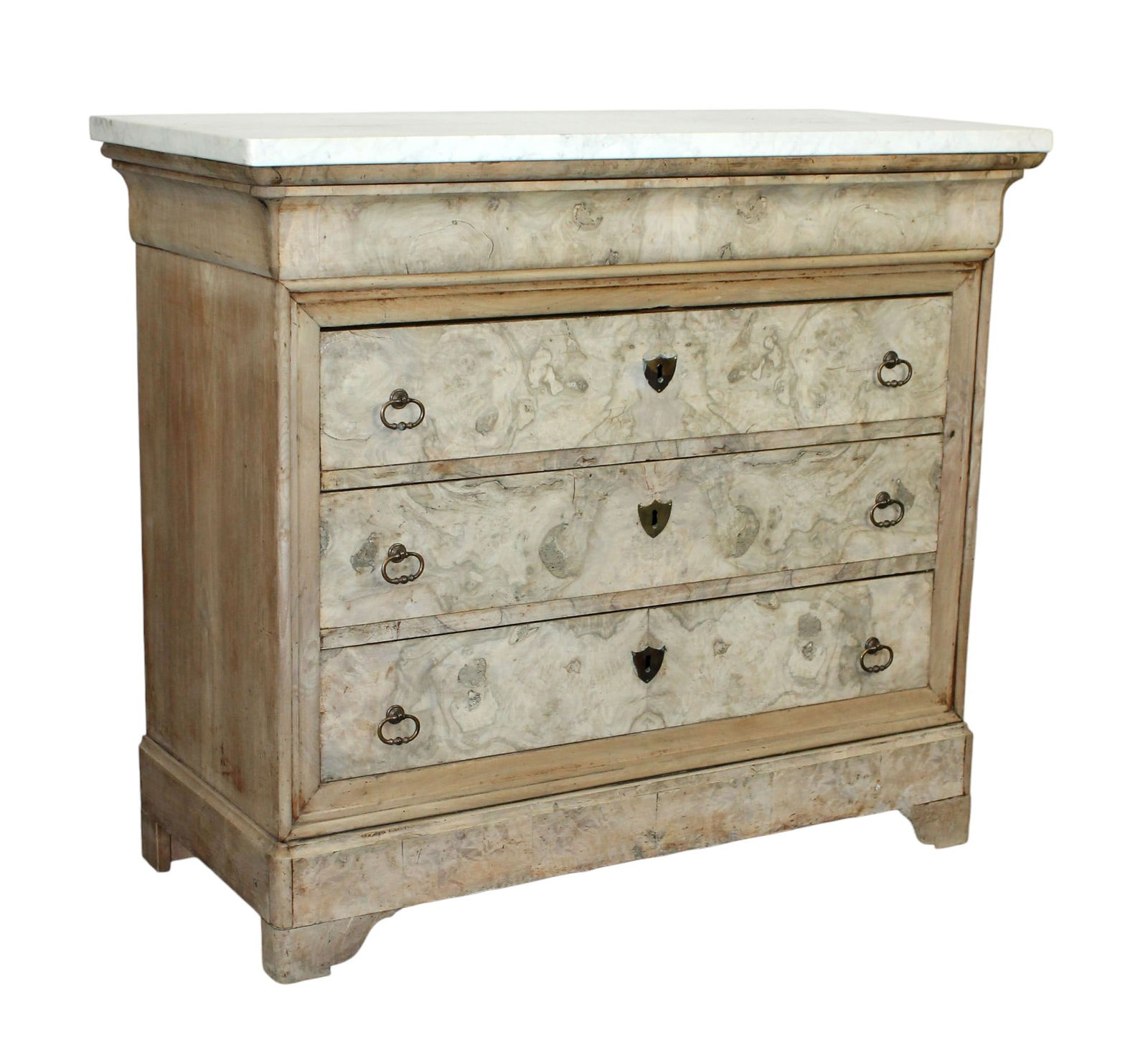 French Louis Philippe burled walnut commode with marble top (1 of 12)