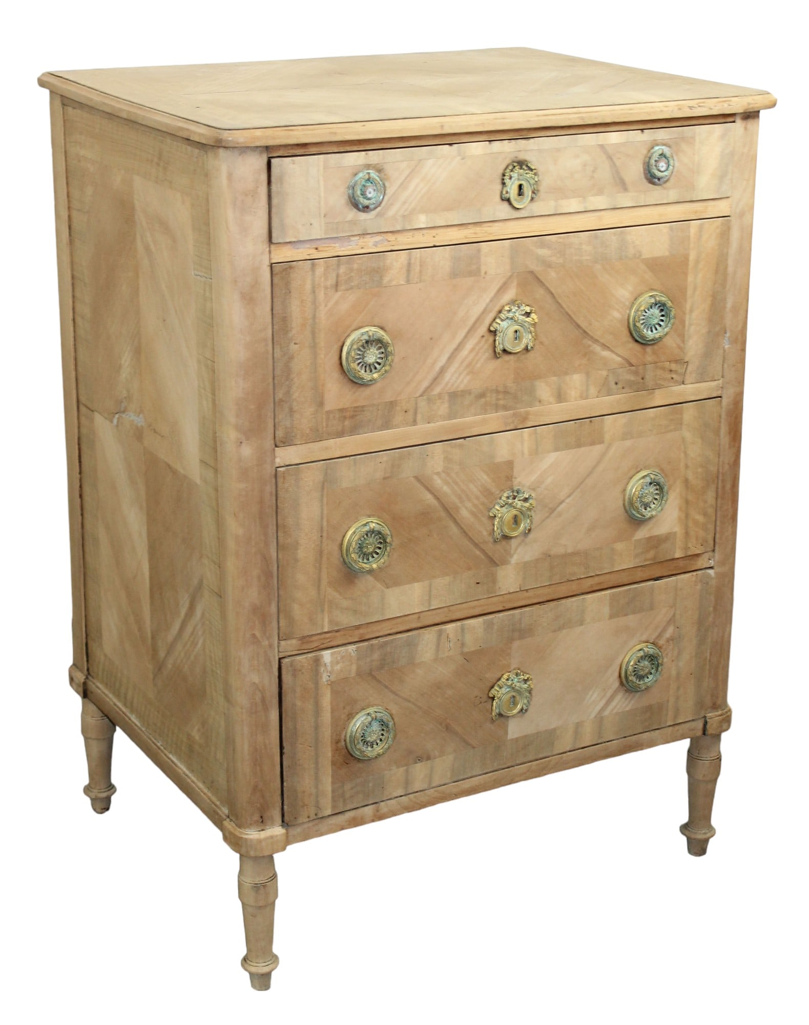 French Louis XVI bleached walnut marquetry petite commode (1 of 10)
