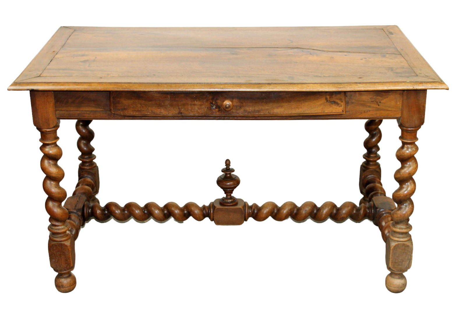 French bureau plat desk in walnut on barley twist legs (1 of 10)