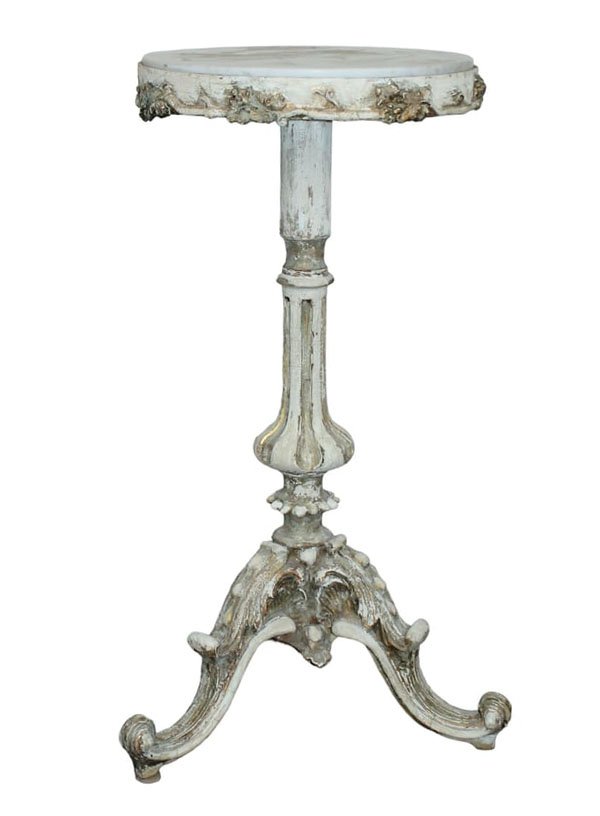 Italian pedestal base side table plant stand with marble top (1 of 6)
