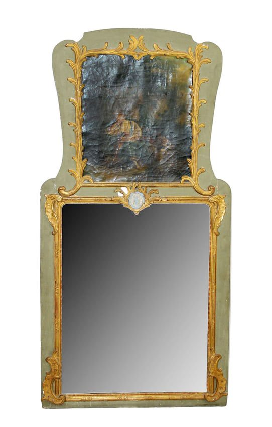 French trumeau mirror with painted and gilt finish (1 of 8)