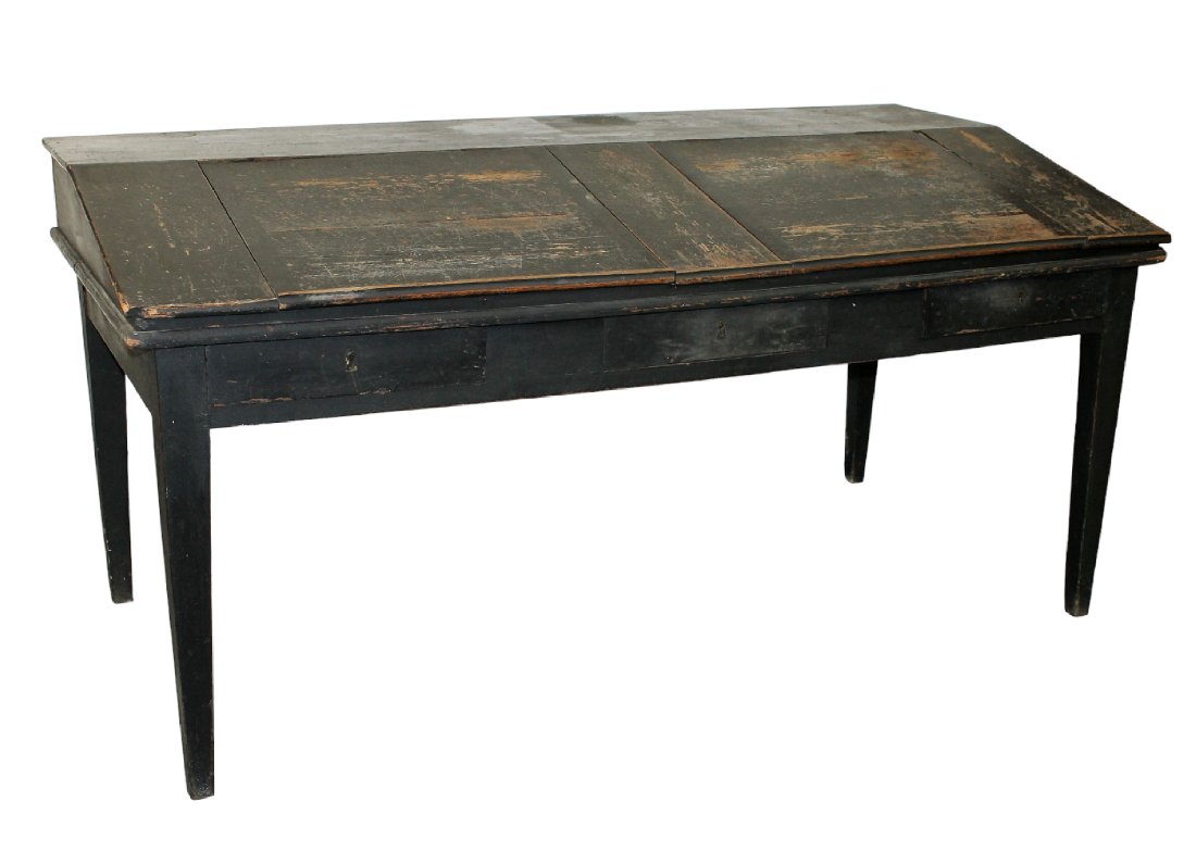French painted pine slant front drafting table (1 of 10)