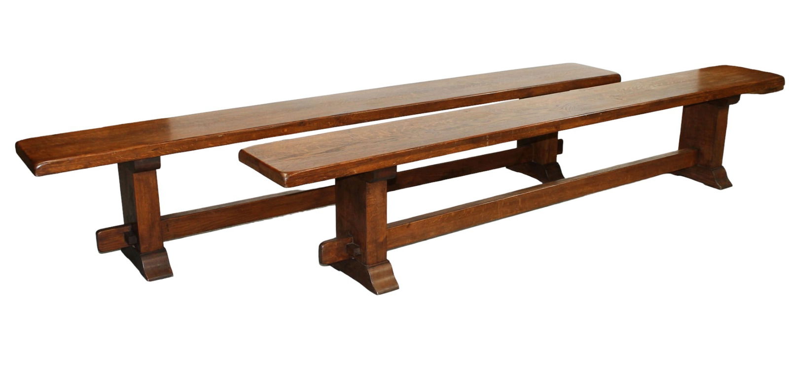 Pair French oak backless benches (1 of 7)