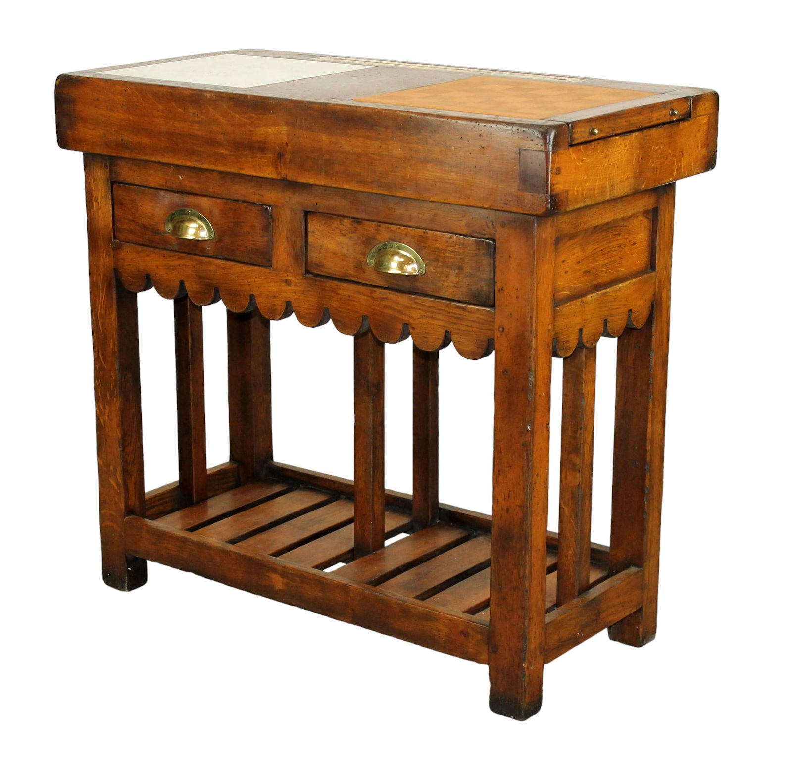 Butcher block kitchen island with reversible cutting board and marble (1 of 9)