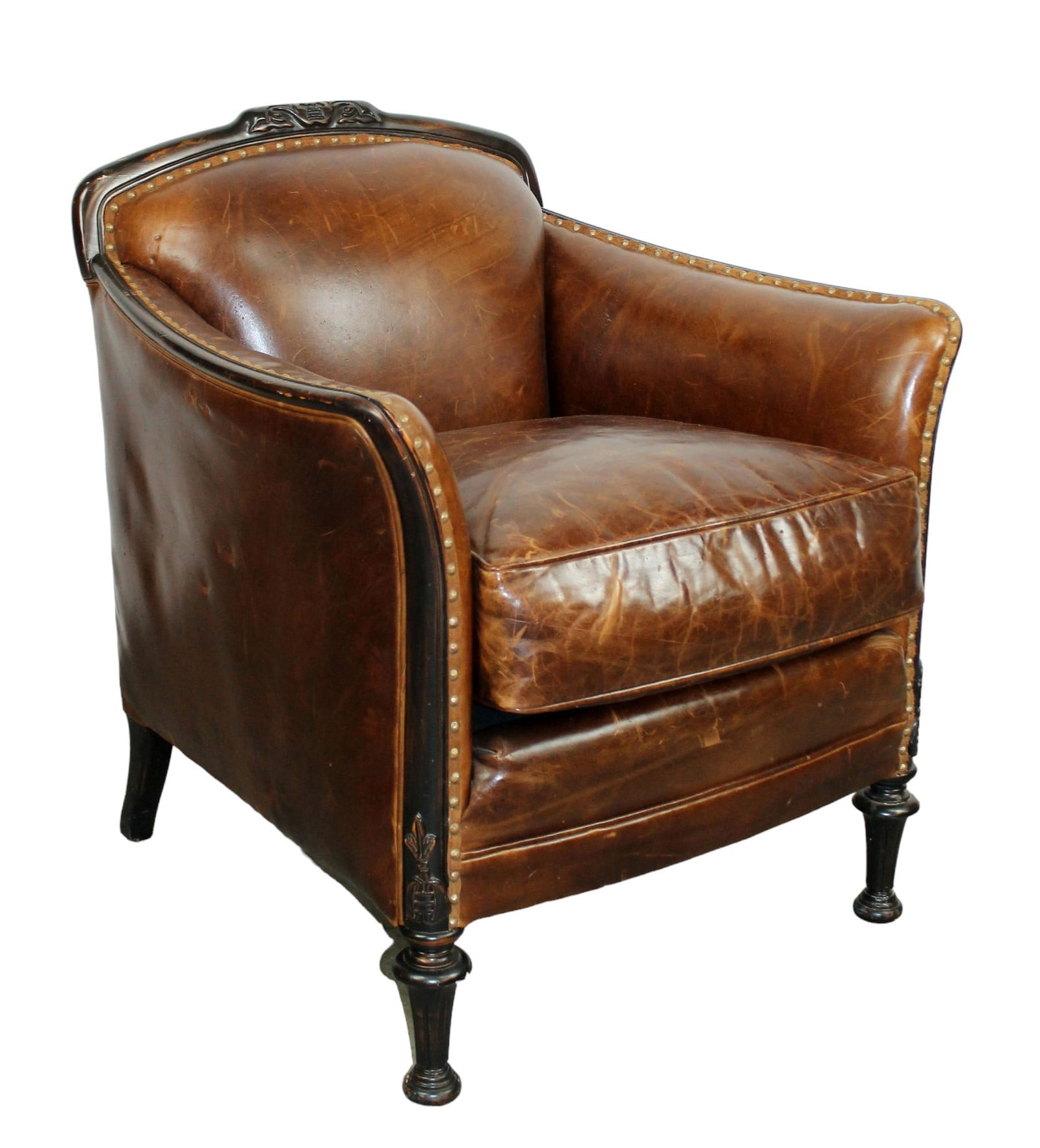 Leather club chair with ebonized wooden frame (1 of 10)