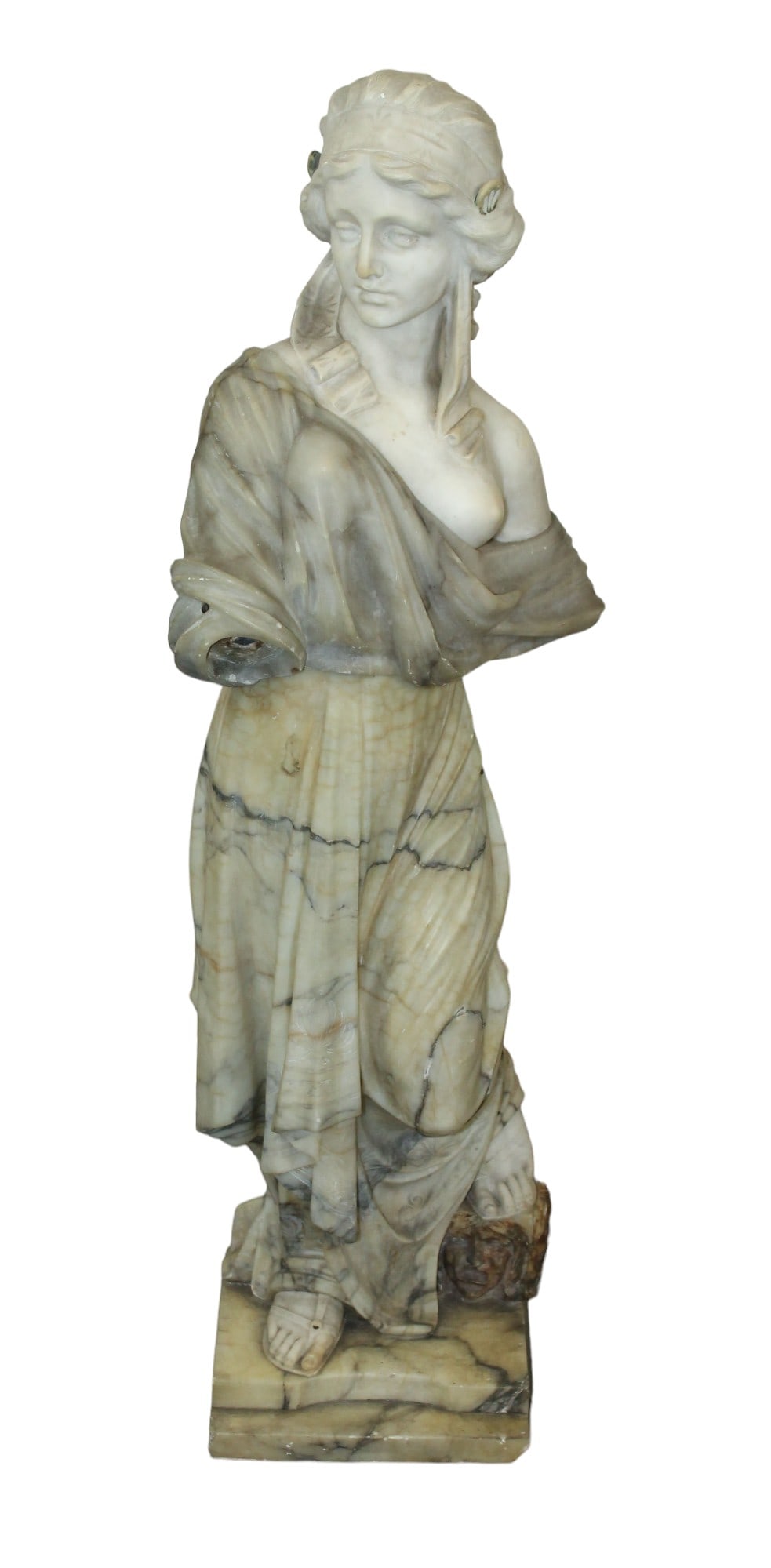 Italian carved marble staue of classical woman (1 of 7)