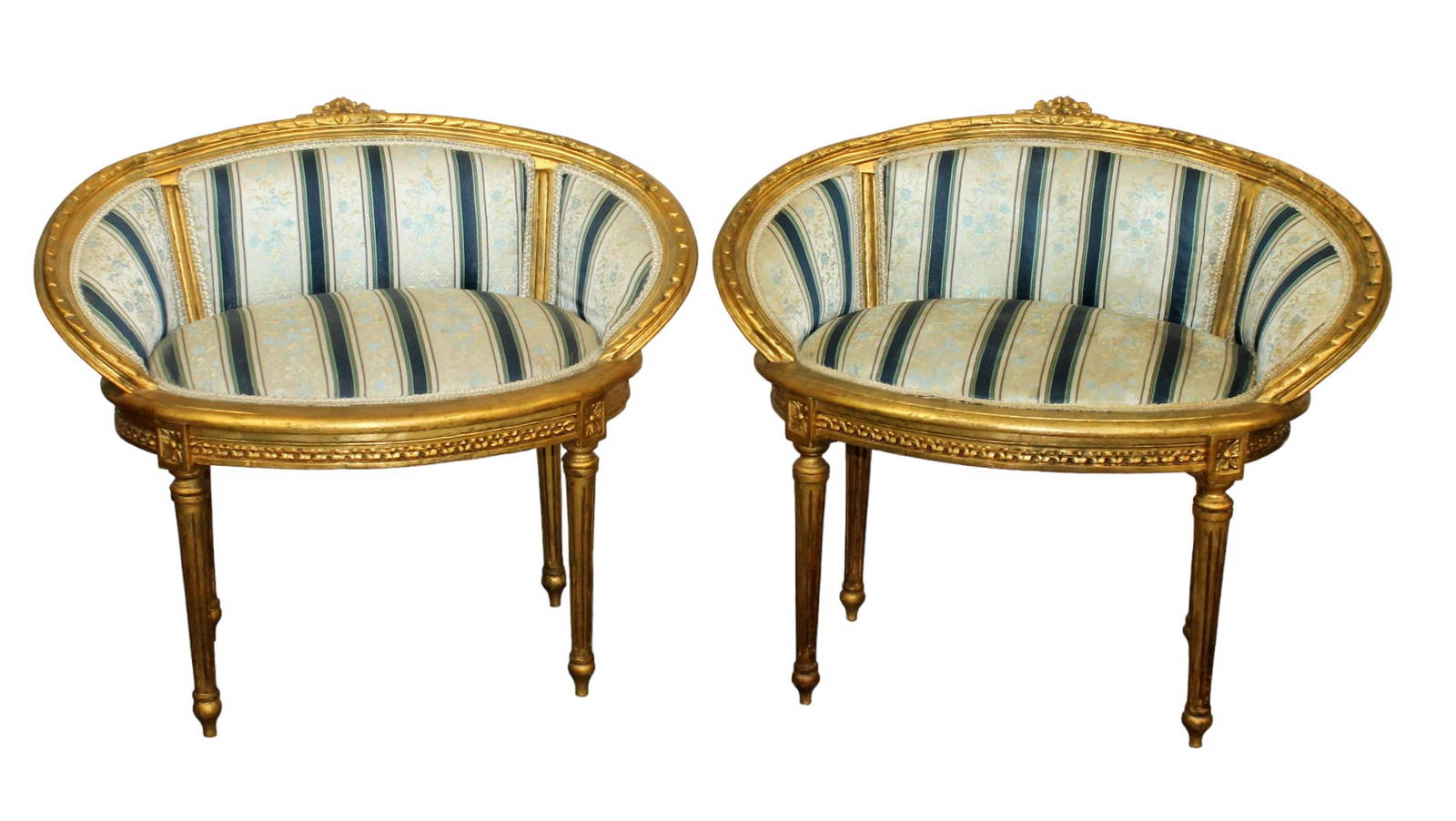 Pair Of French Louis Xvi Style Curved Low Back Chairs Auction