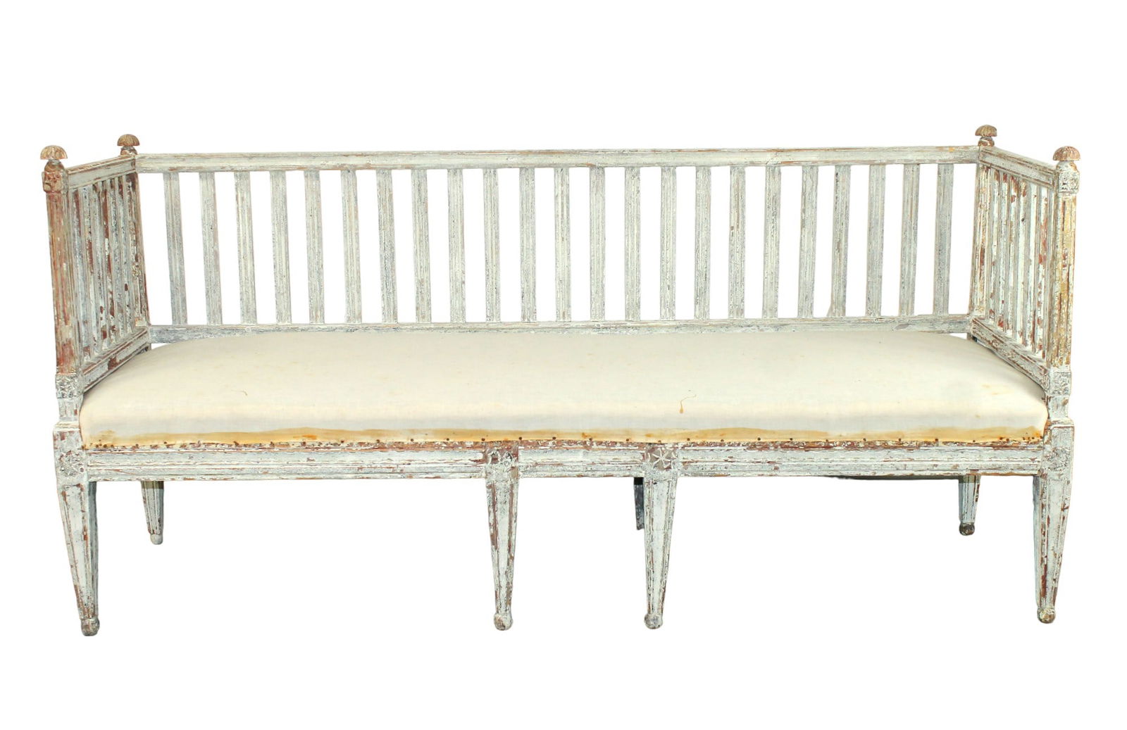 Swedish Gustavian painted pine hall bench (1 of 10)