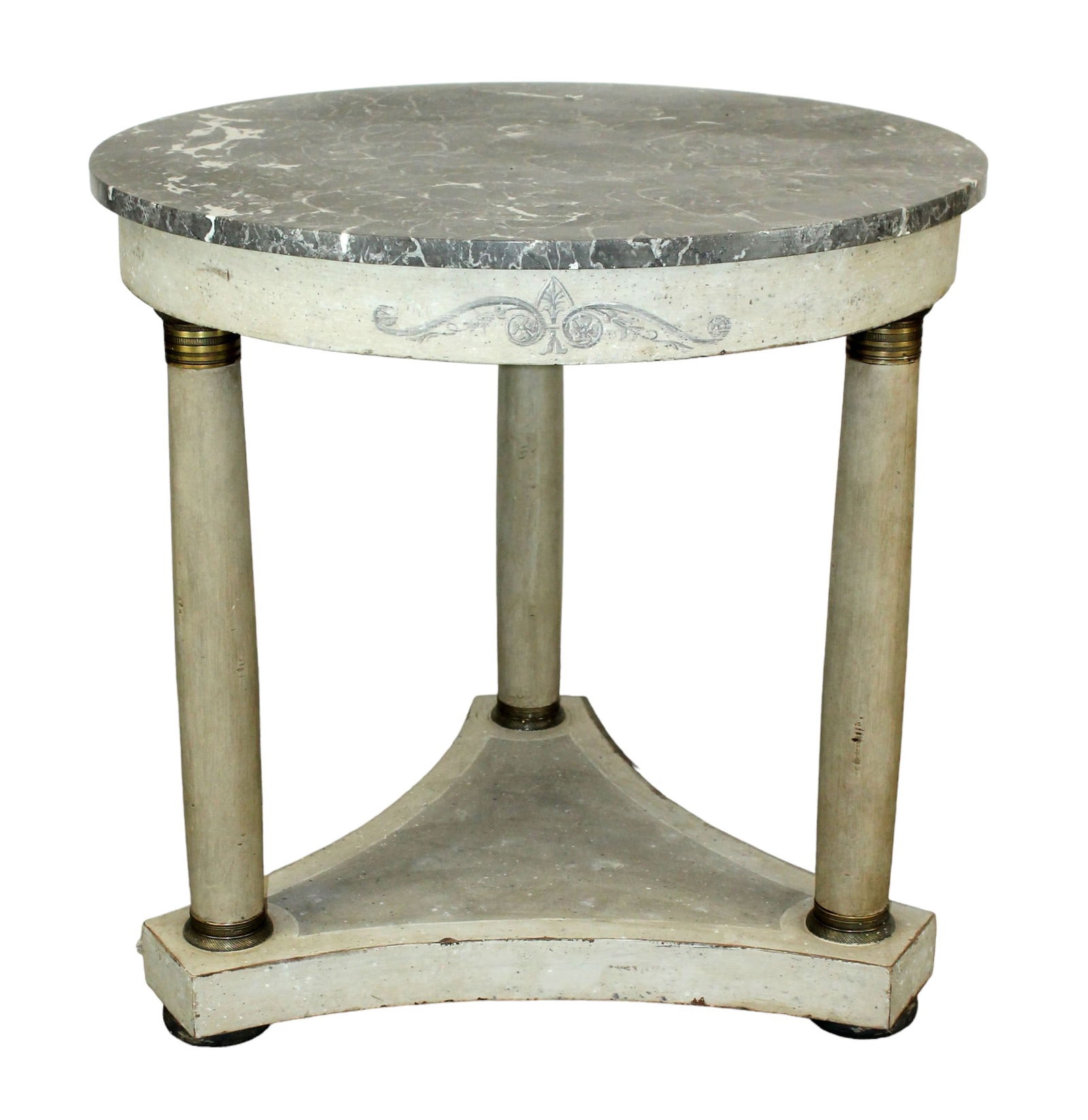 French Empire style gueridon table with painted finish and marble top (1 of 6)