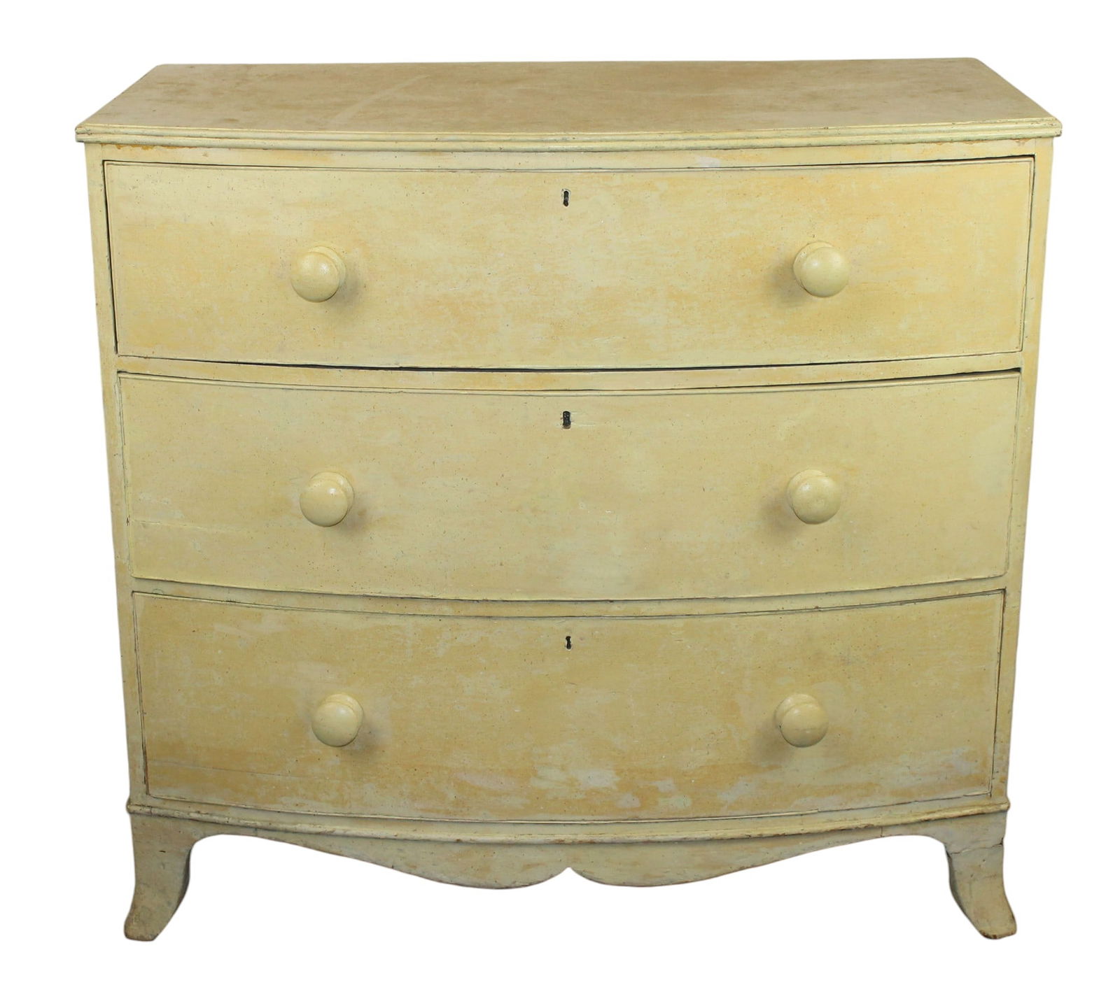 English bowfront 3 drawer painted chest of drawers (1 of 8)