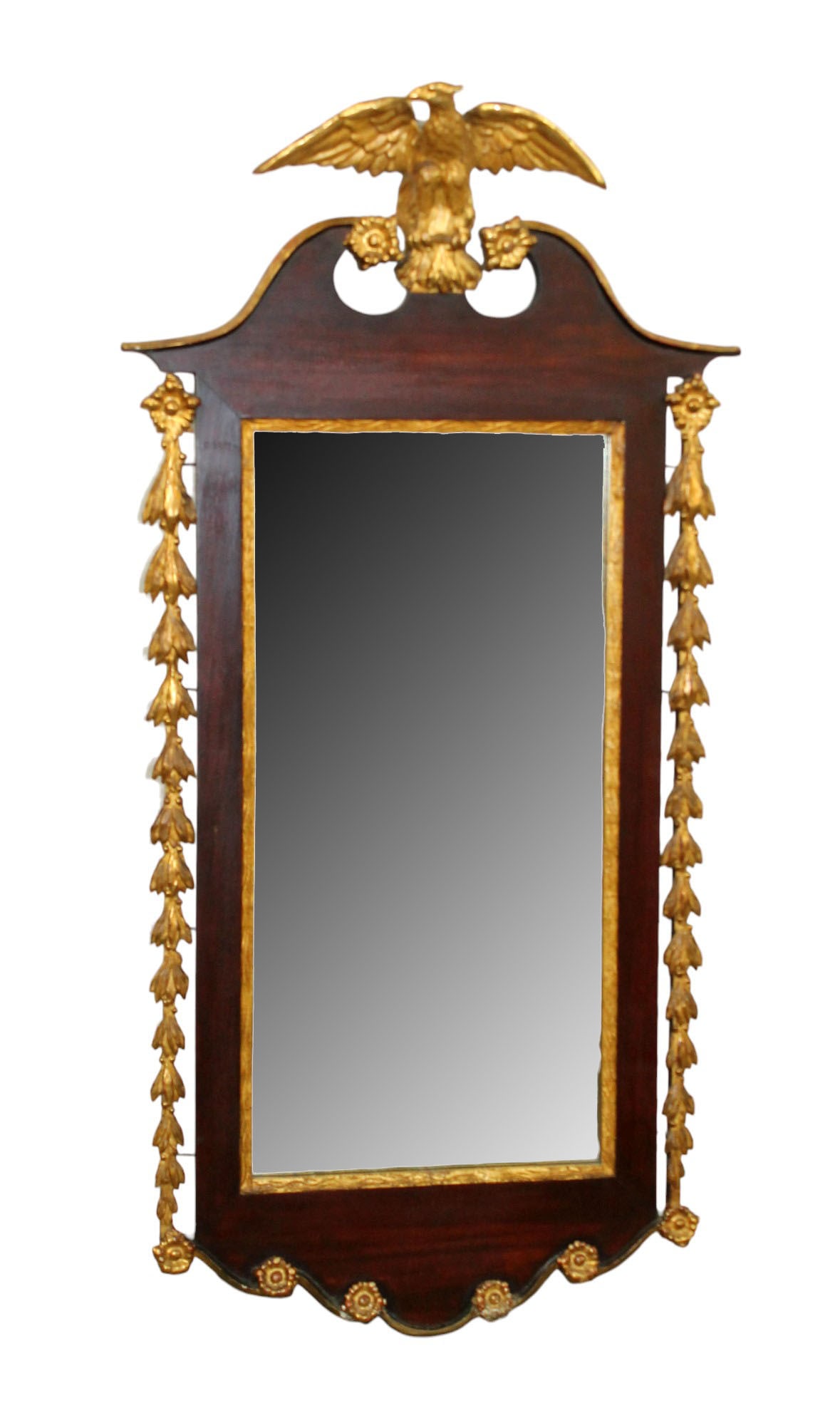 Chippendale style mirror with gilt eagle (1 of 9)