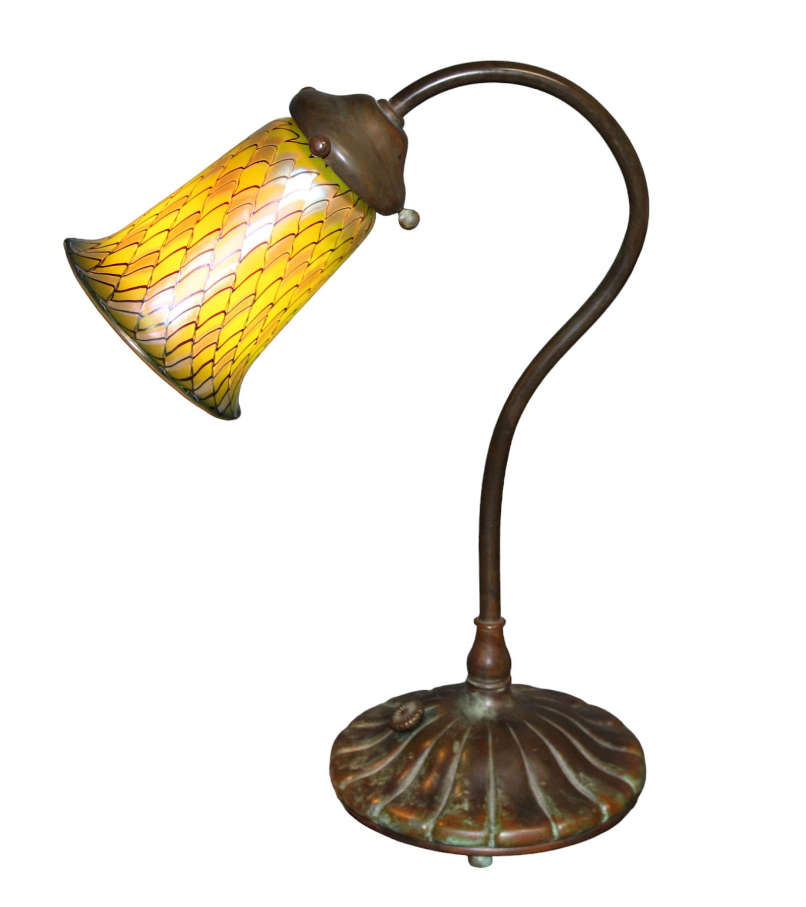 Buffalo Metal Works bronze & art glass lamp (1 of 11)