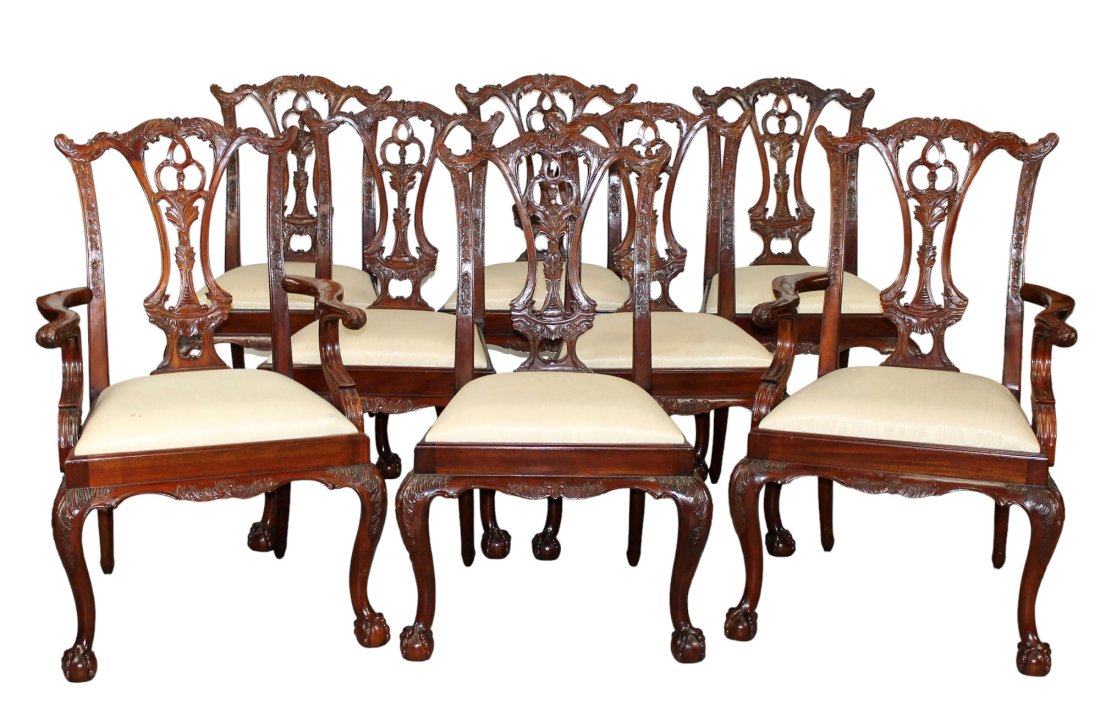 Set of 8 Maitland Smith Chippendale style mahogany chairs (1 of 11)