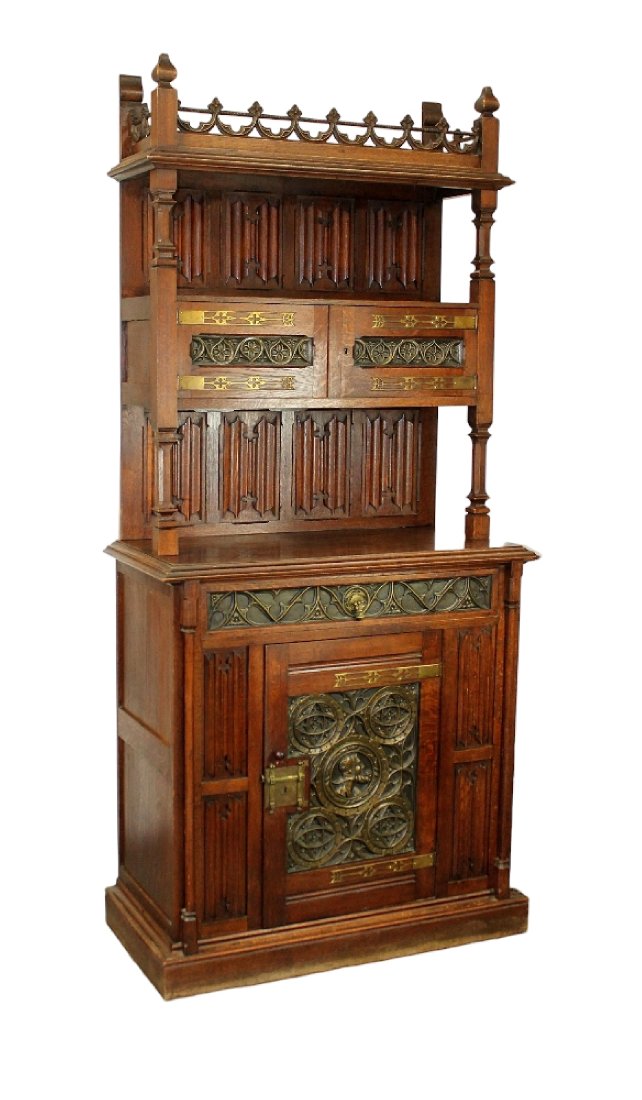 French Gothic Revival buffet in carved oak (1 of 6)