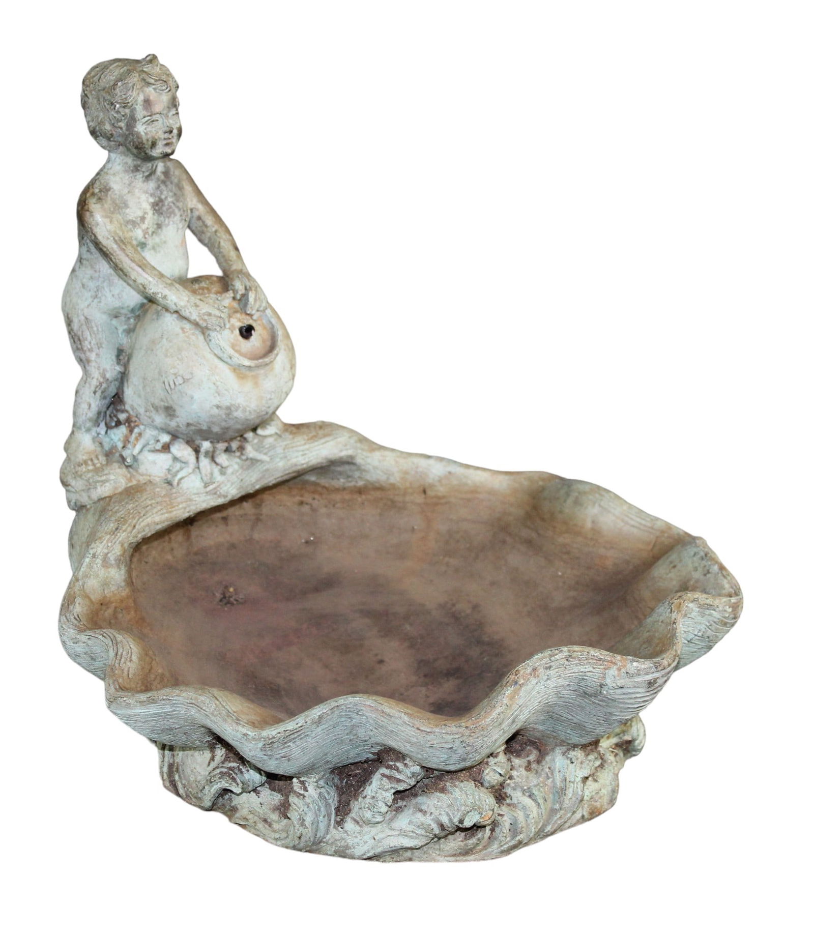 Bronze shell fountain with boy on a jug (1 of 9)