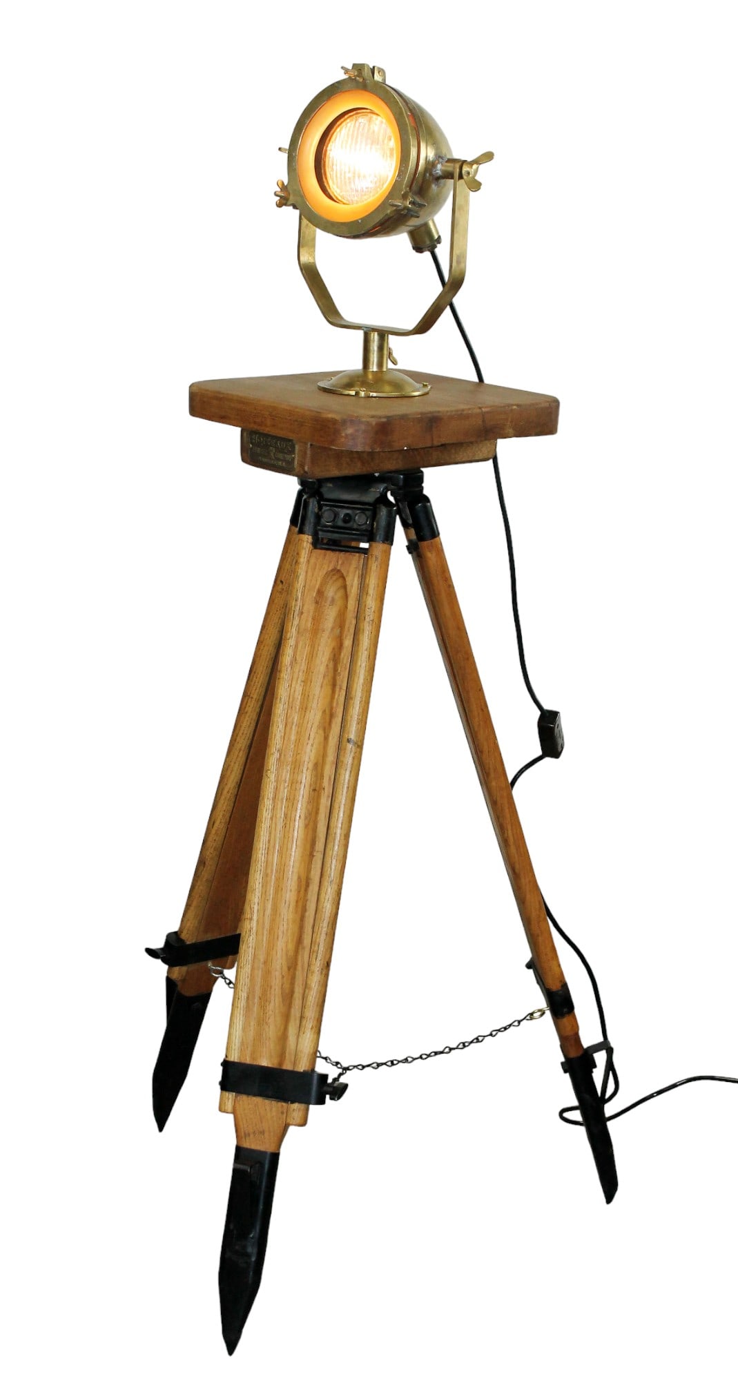 Perko marine spot light in bronze mounted on tri pod base (1 of 8)