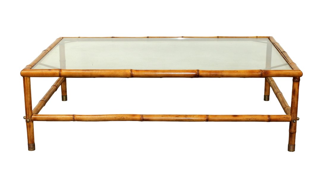 French mid century faux bamboo and glass coffee table (1 of 6)